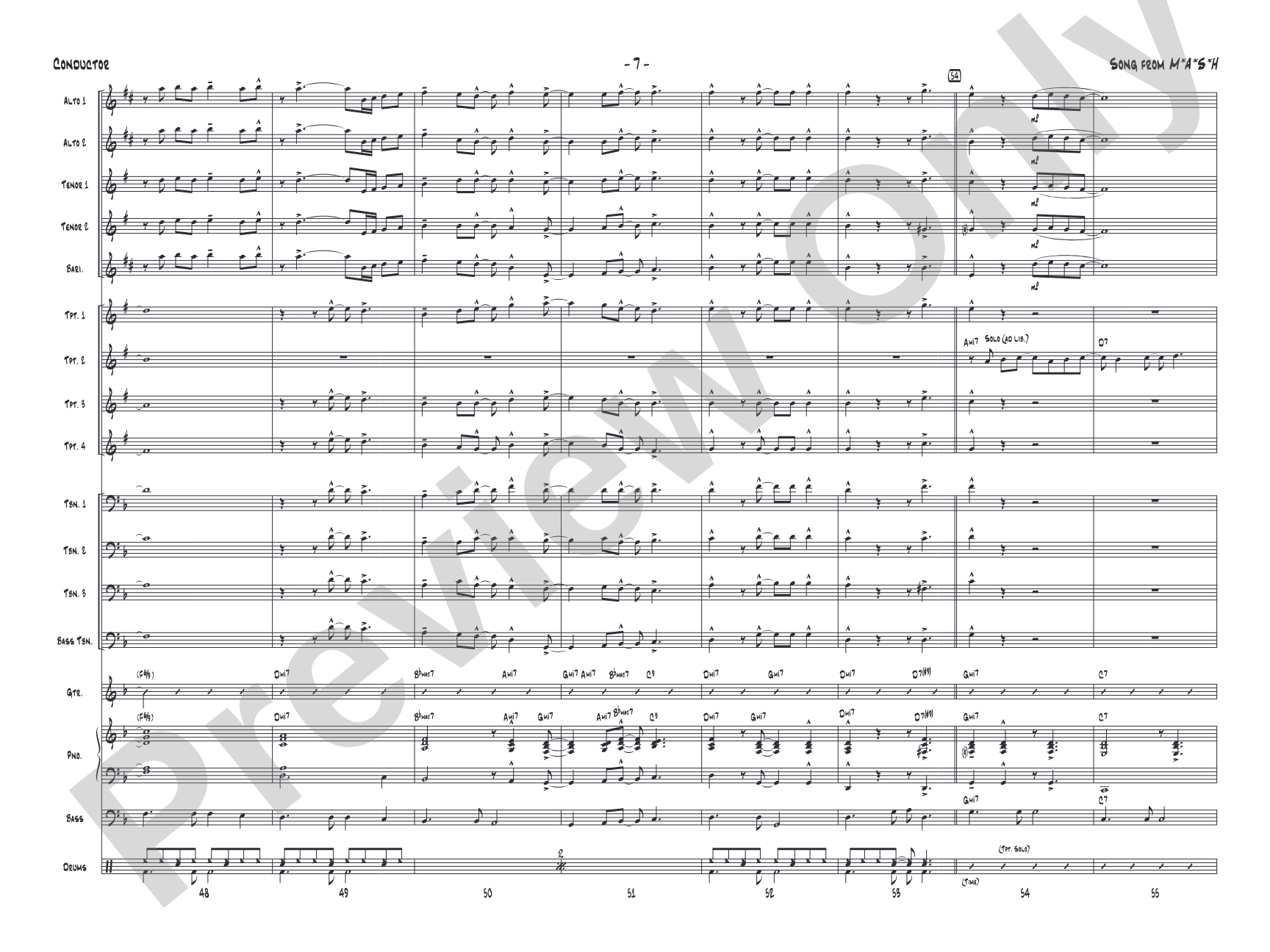 Song from M*A*S*H: Jazz Ensemble Conductor Score & Parts