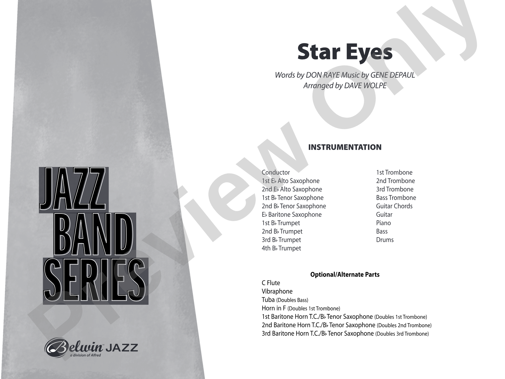 Star Eyes: Jazz Ensemble Conductor Score & Parts