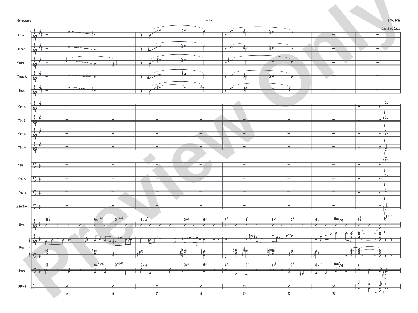 Star Eyes: Jazz Ensemble Conductor Score & Parts