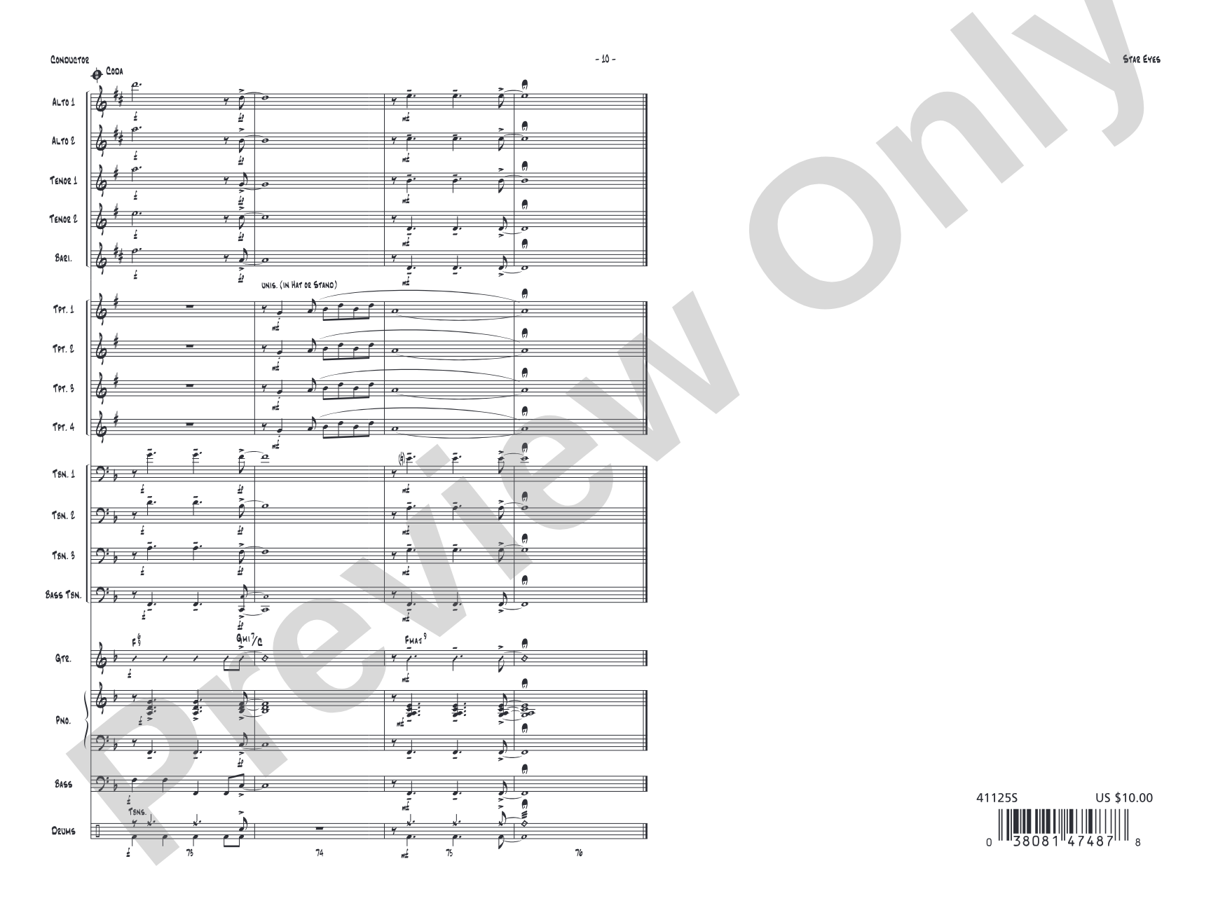 Star Eyes: Jazz Ensemble Conductor Score & Parts