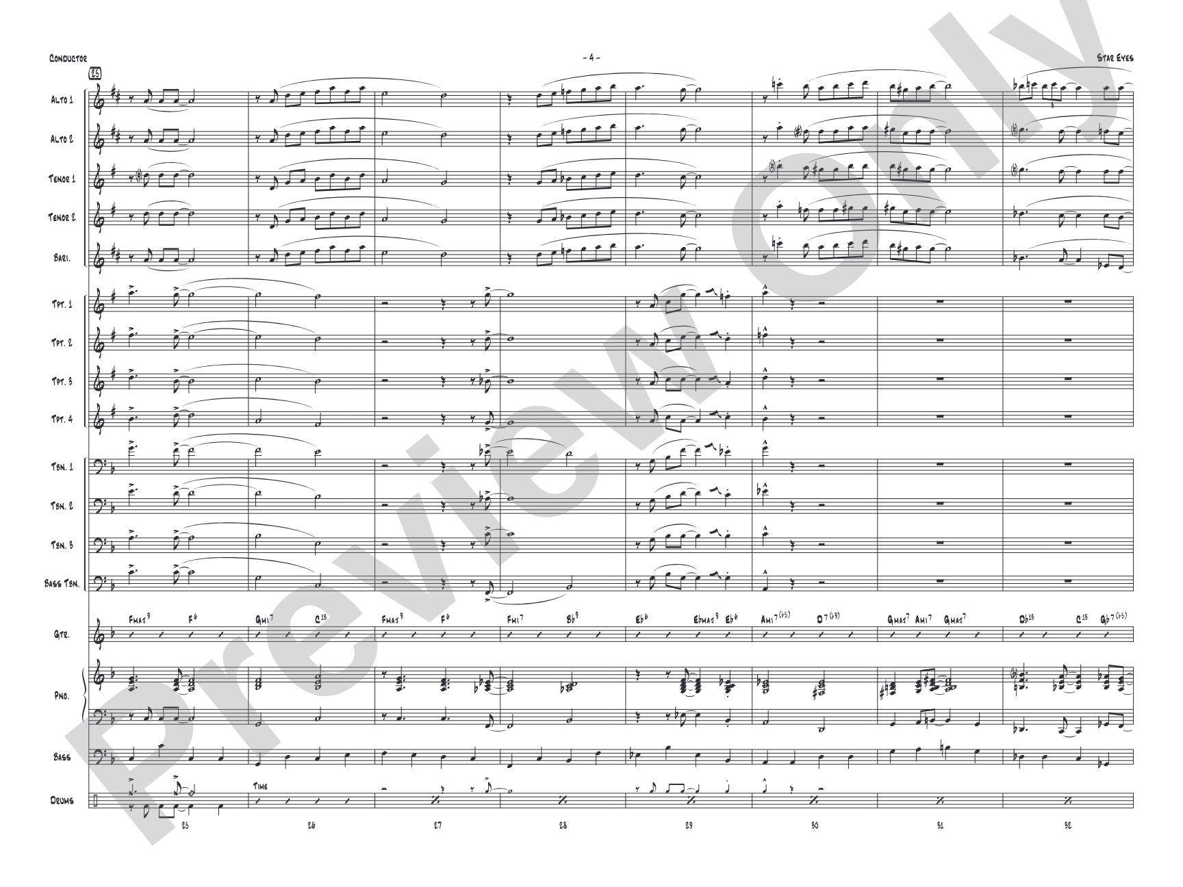 Star Eyes: Jazz Ensemble Conductor Score & Parts