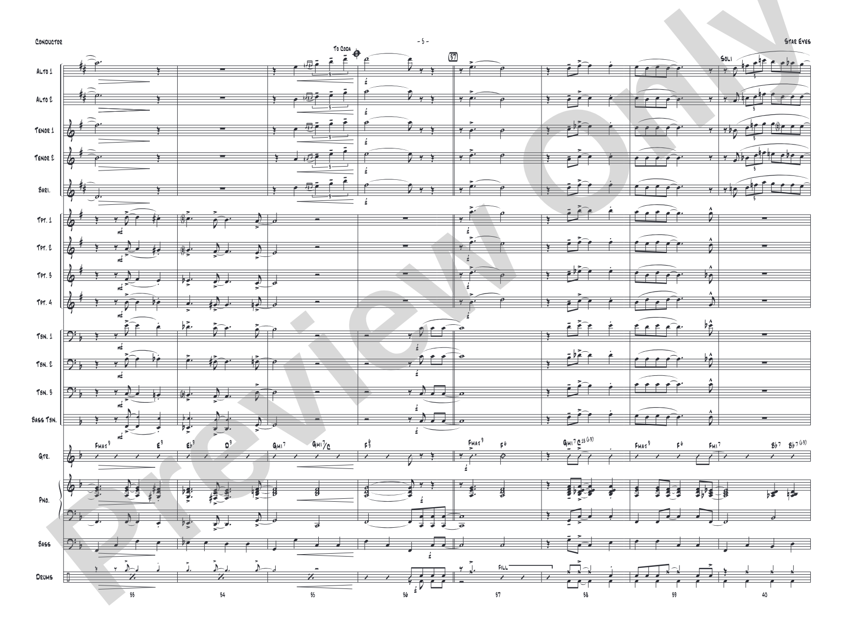 Star Eyes: Jazz Ensemble Conductor Score & Parts