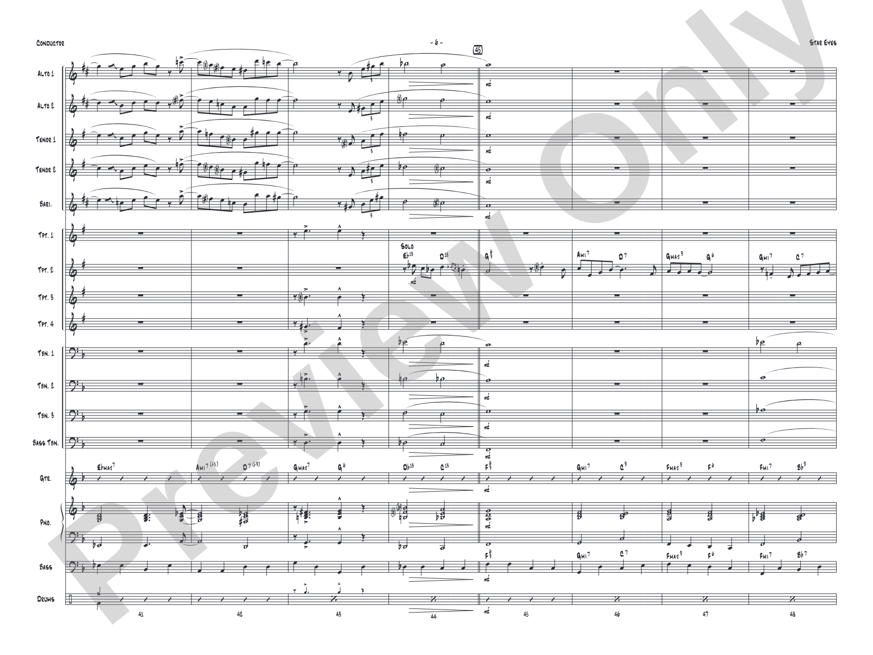 Star Eyes: Jazz Ensemble Conductor Score & Parts
