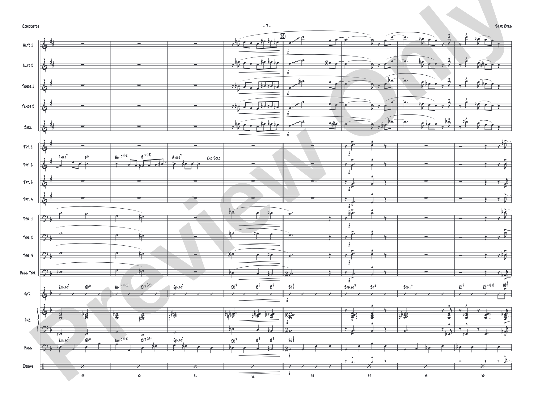 Star Eyes: Jazz Ensemble Conductor Score & Parts