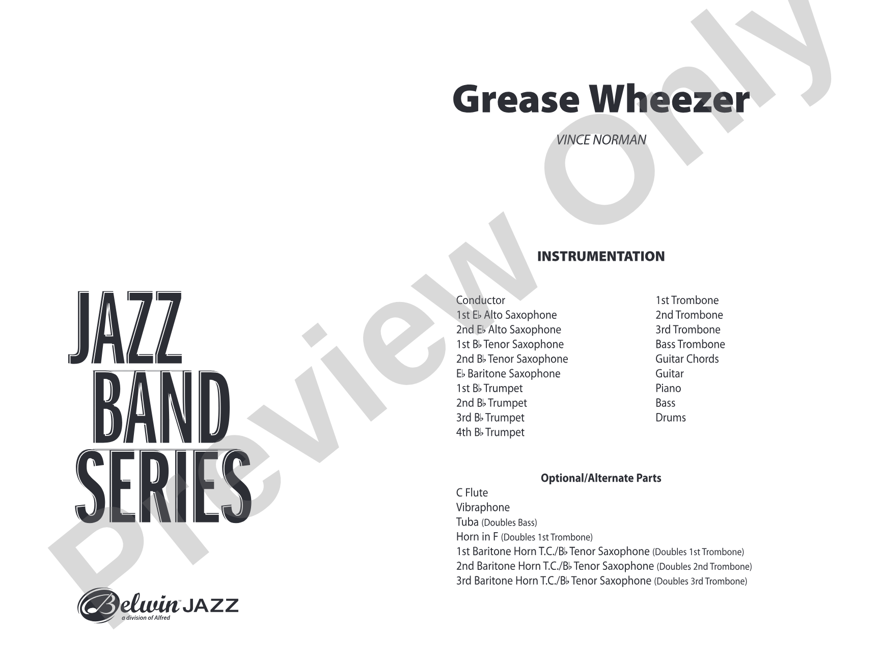 Grease Wheezer: Jazz Ensemble Conductor Score & Parts