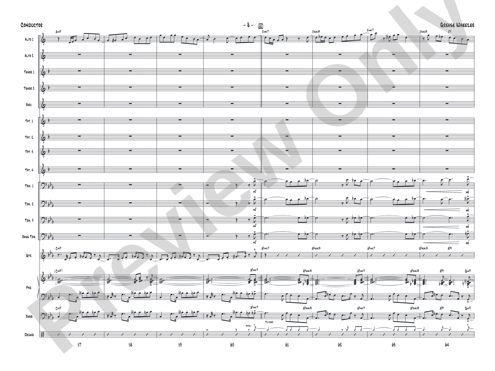Grease Wheezer: Jazz Ensemble Conductor Score & Parts