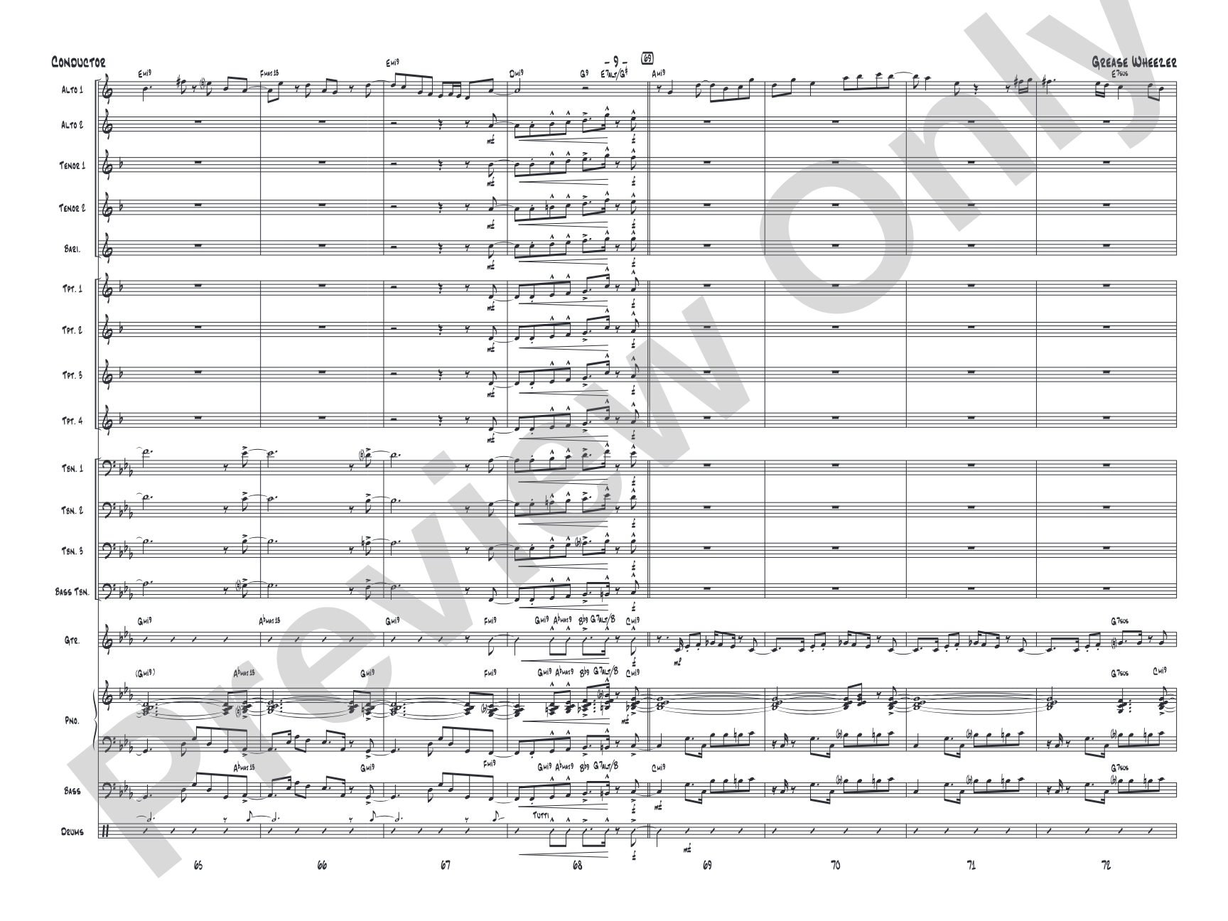 Grease Wheezer: Jazz Ensemble Conductor Score & Parts