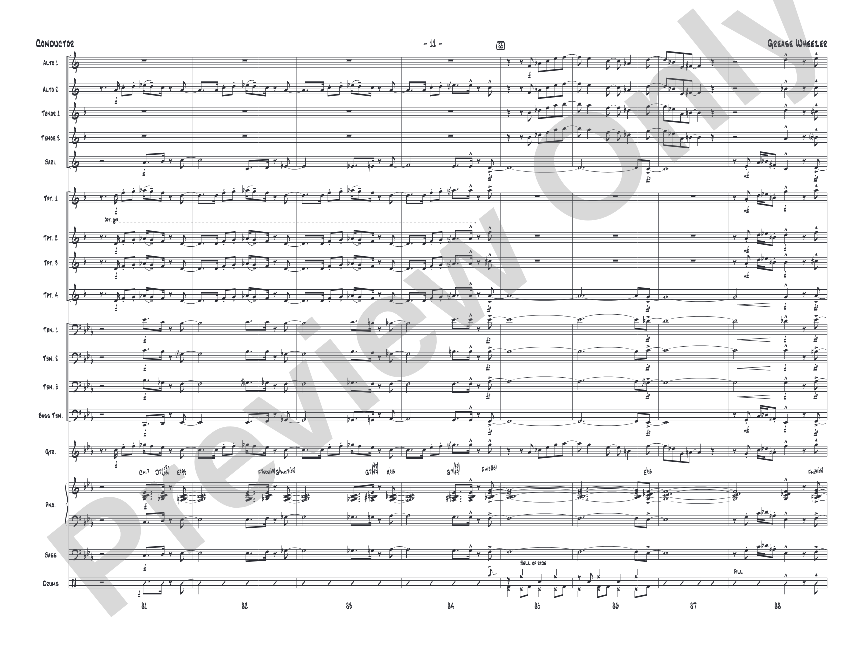 Grease Wheezer: Jazz Ensemble Conductor Score & Parts