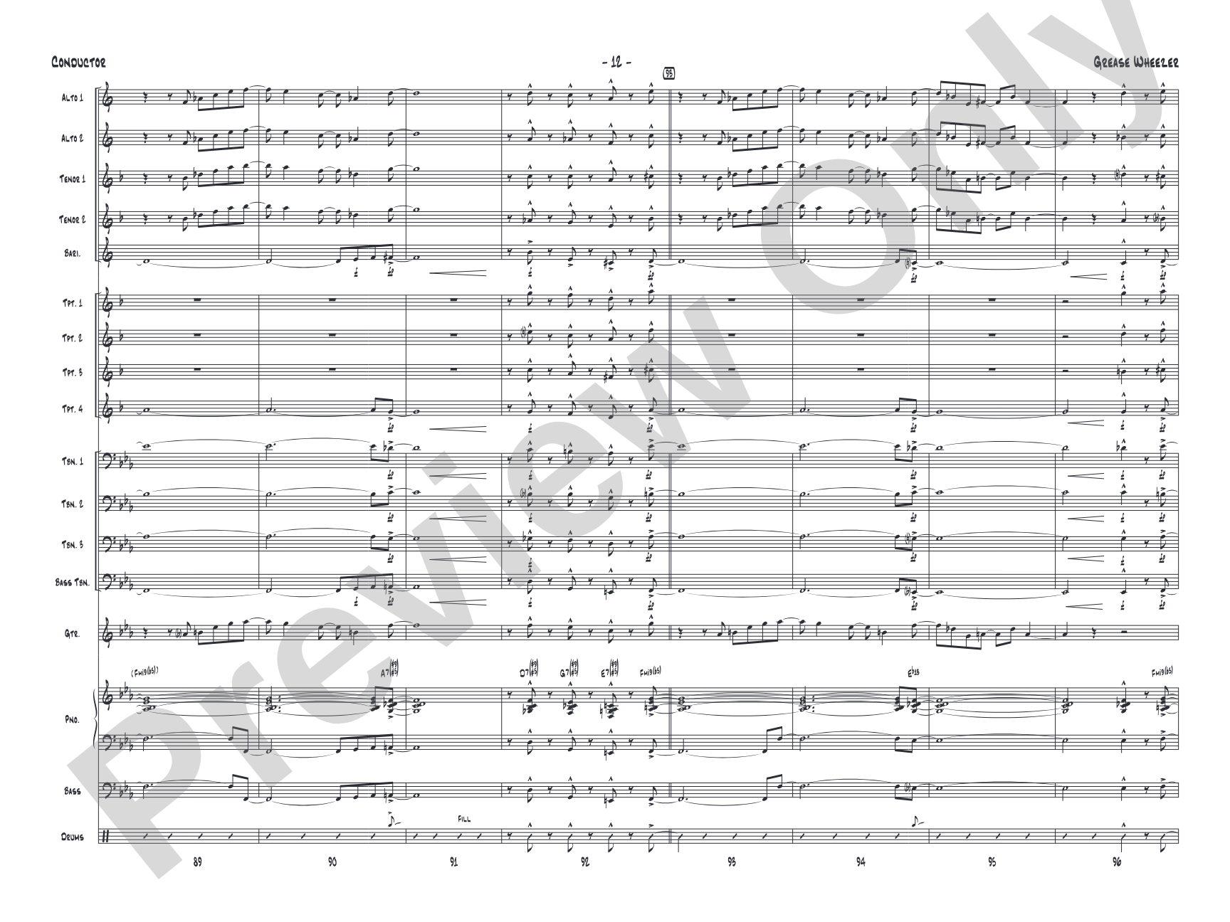 Grease Wheezer: Jazz Ensemble Conductor Score & Parts