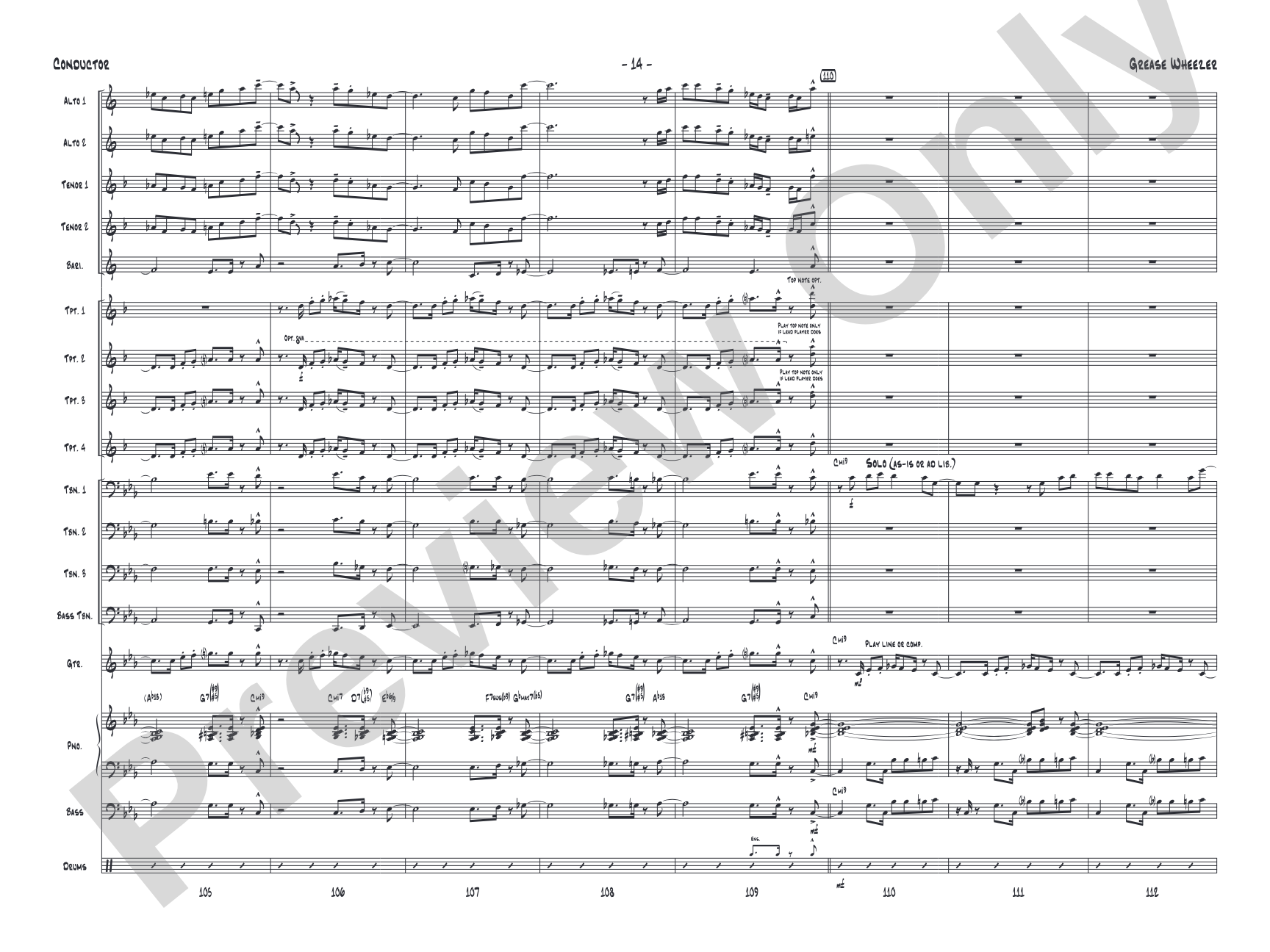 Grease Wheezer: Jazz Ensemble Conductor Score & Parts