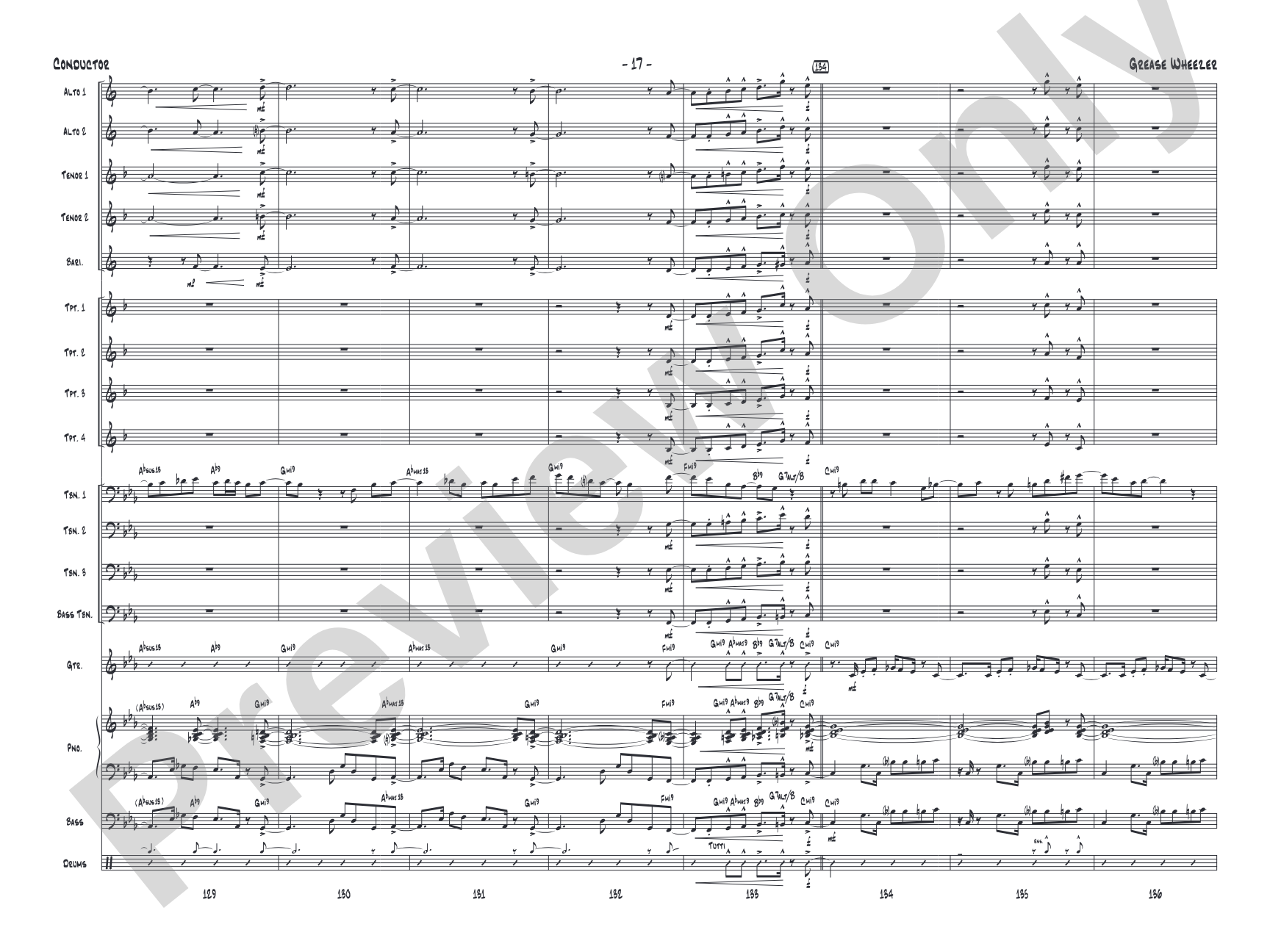 Grease Wheezer: Jazz Ensemble Conductor Score & Parts