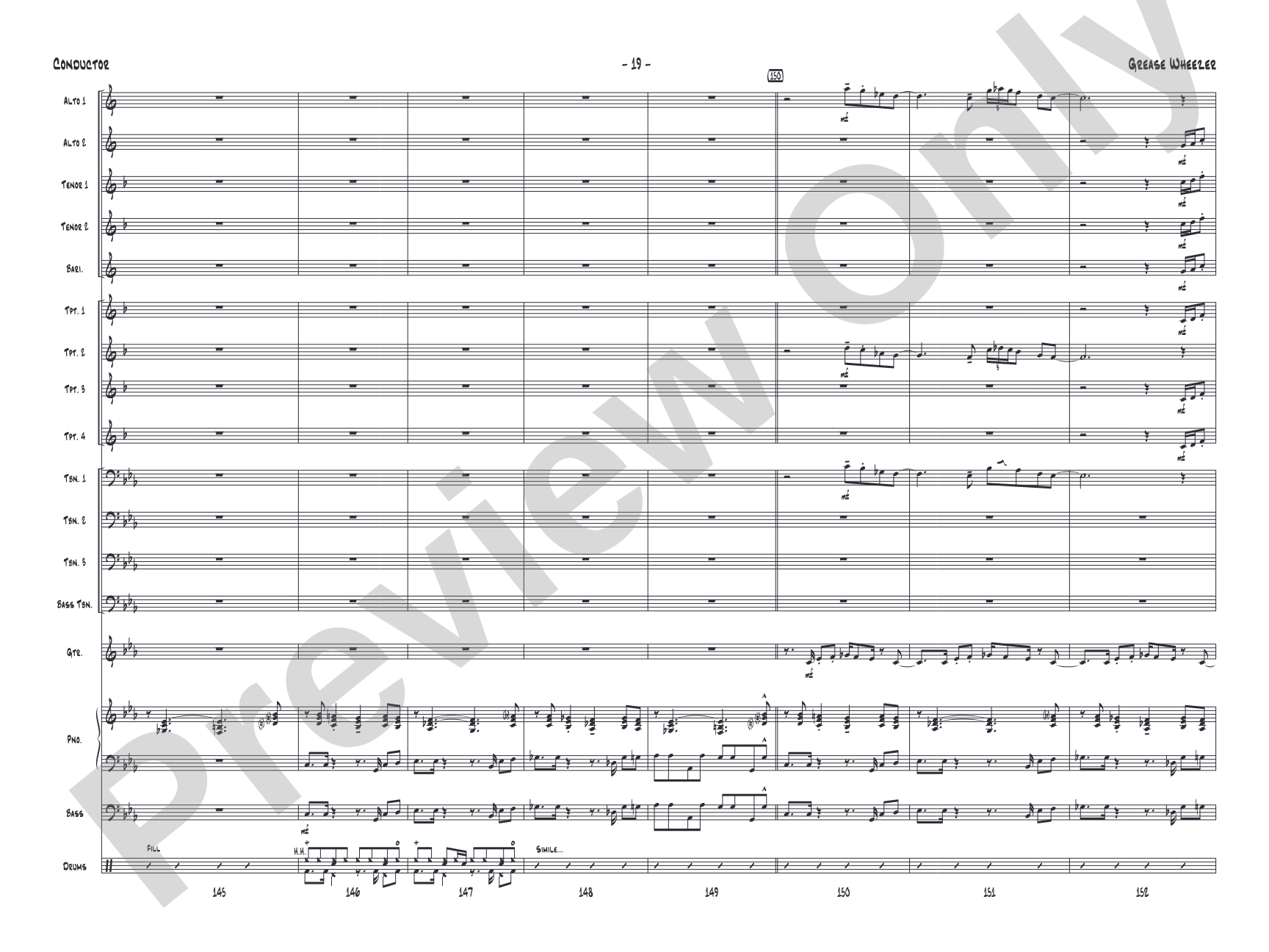 Grease Wheezer: Jazz Ensemble Conductor Score & Parts