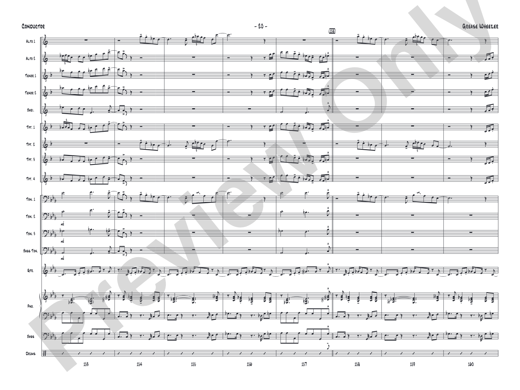 Grease Wheezer: Jazz Ensemble Conductor Score & Parts