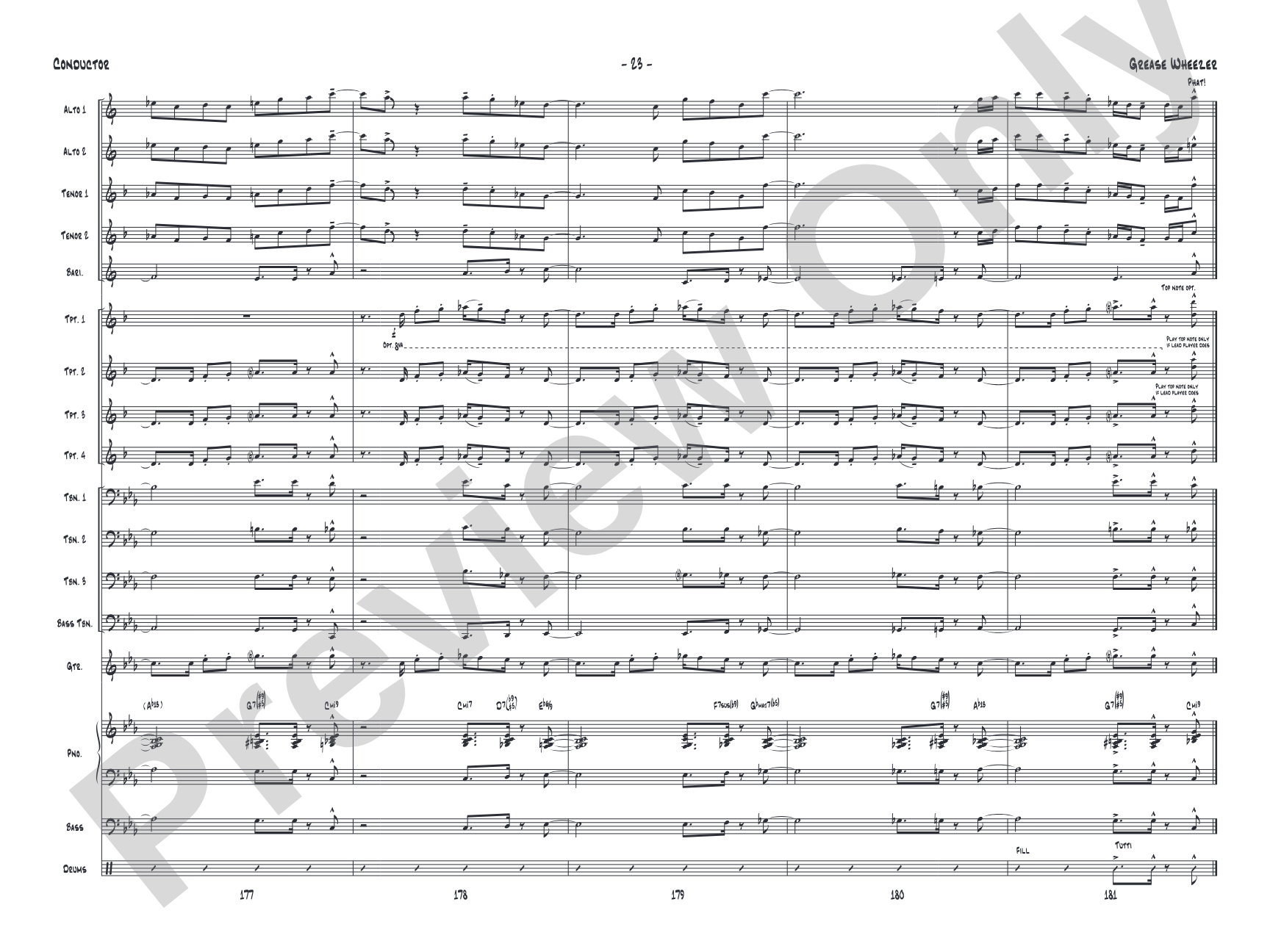 Grease Wheezer: Jazz Ensemble Conductor Score & Parts
