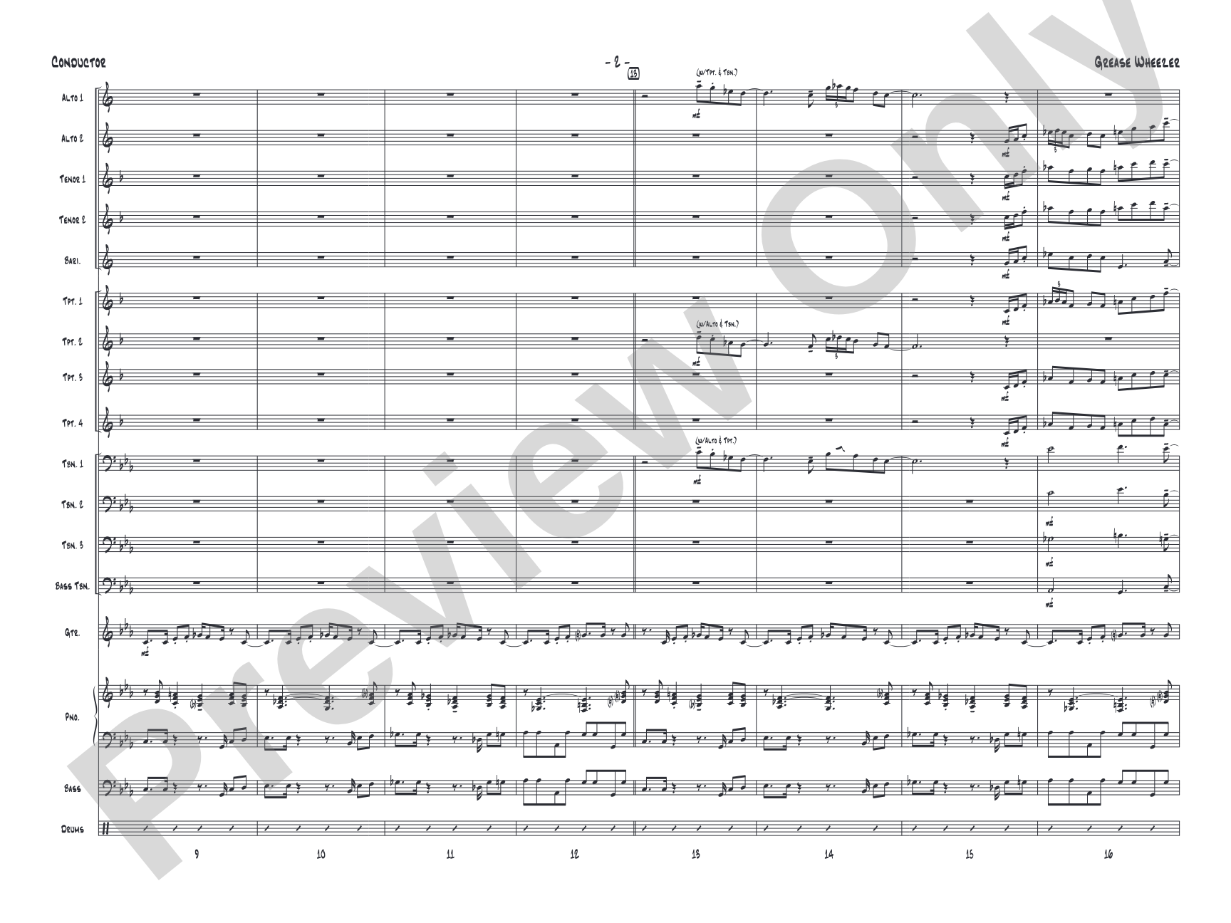 Grease Wheezer: Jazz Ensemble Conductor Score & Parts