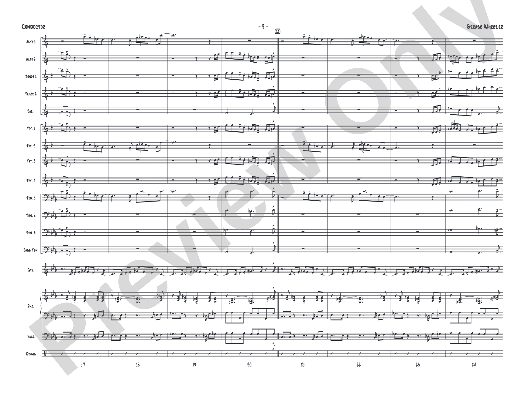 Grease Wheezer: Jazz Ensemble Conductor Score & Parts