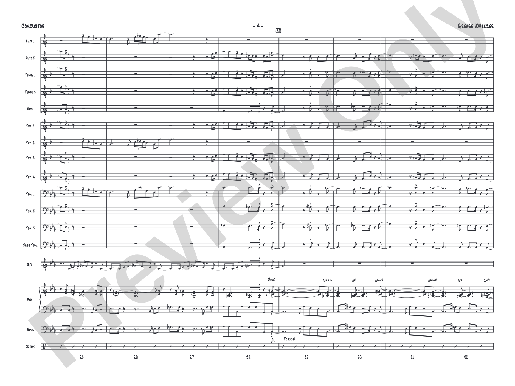 Grease Wheezer: Jazz Ensemble Conductor Score & Parts