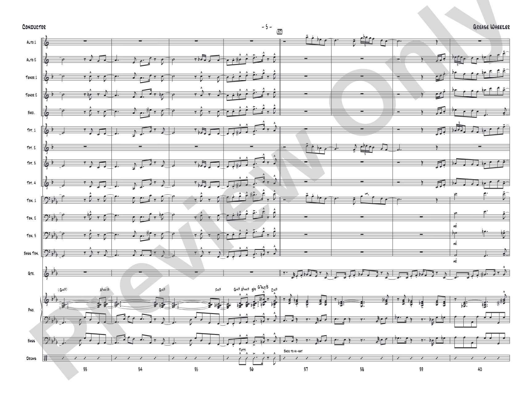 Grease Wheezer: Jazz Ensemble Conductor Score & Parts