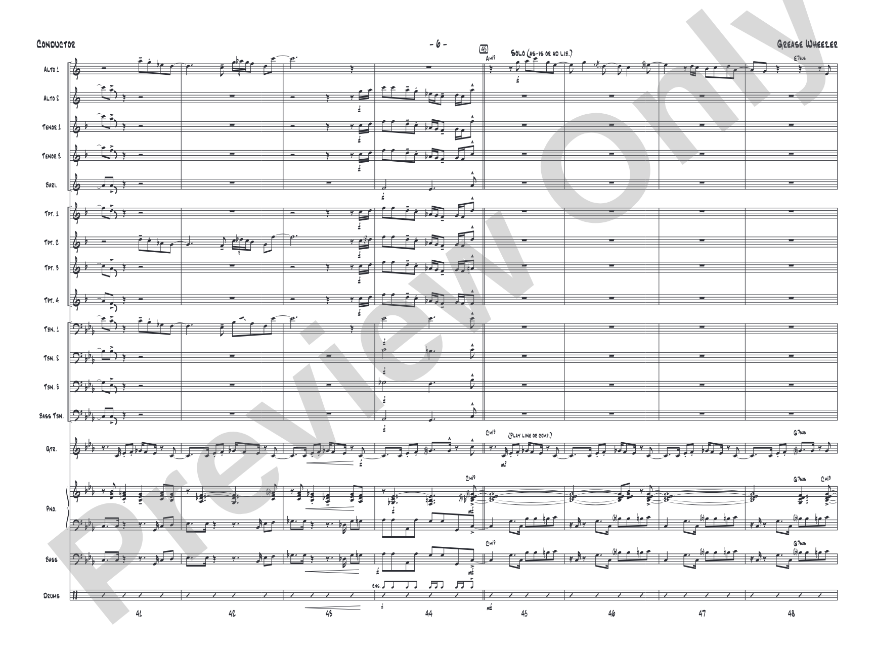 Grease Wheezer: Jazz Ensemble Conductor Score & Parts
