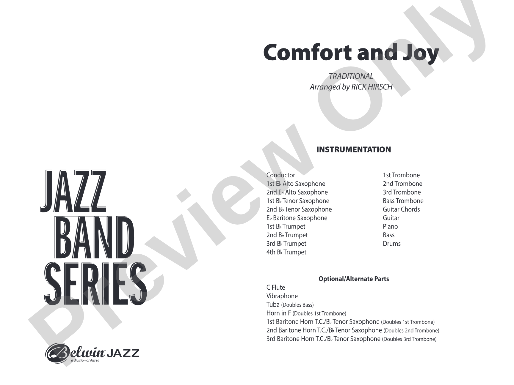 Comfort and Joy: Jazz Ensemble Conductor Score & Parts