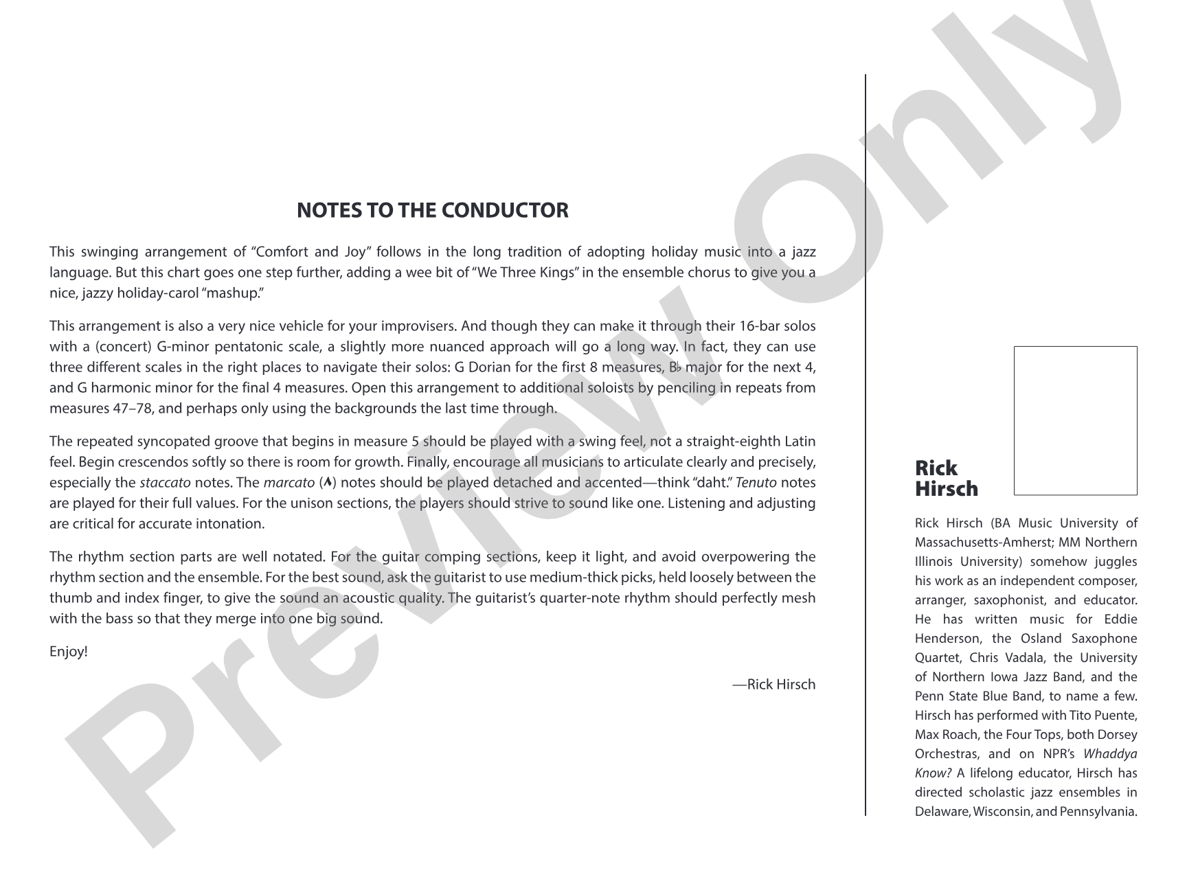 Comfort and Joy: Jazz Ensemble Conductor Score & Parts