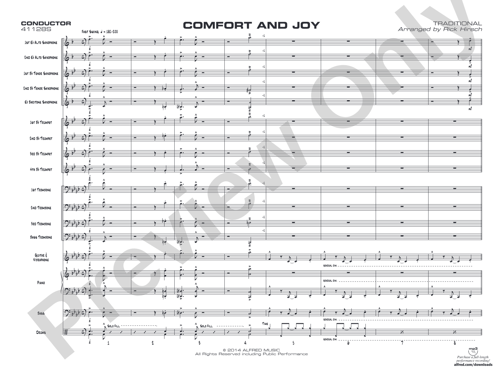 Comfort and Joy: Jazz Ensemble Conductor Score & Parts