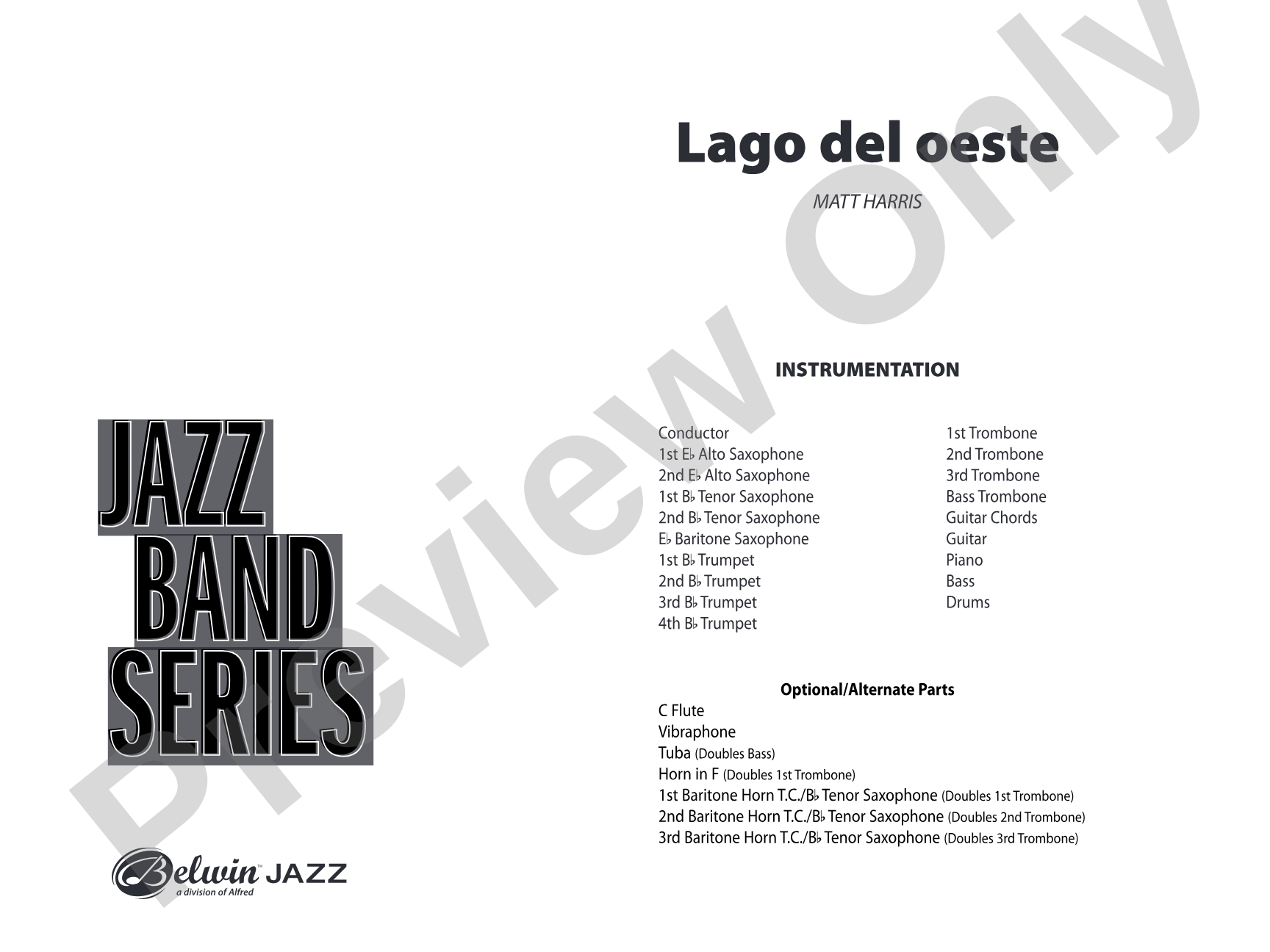 Lago del oeste: Jazz Ensemble Conductor Score & Parts