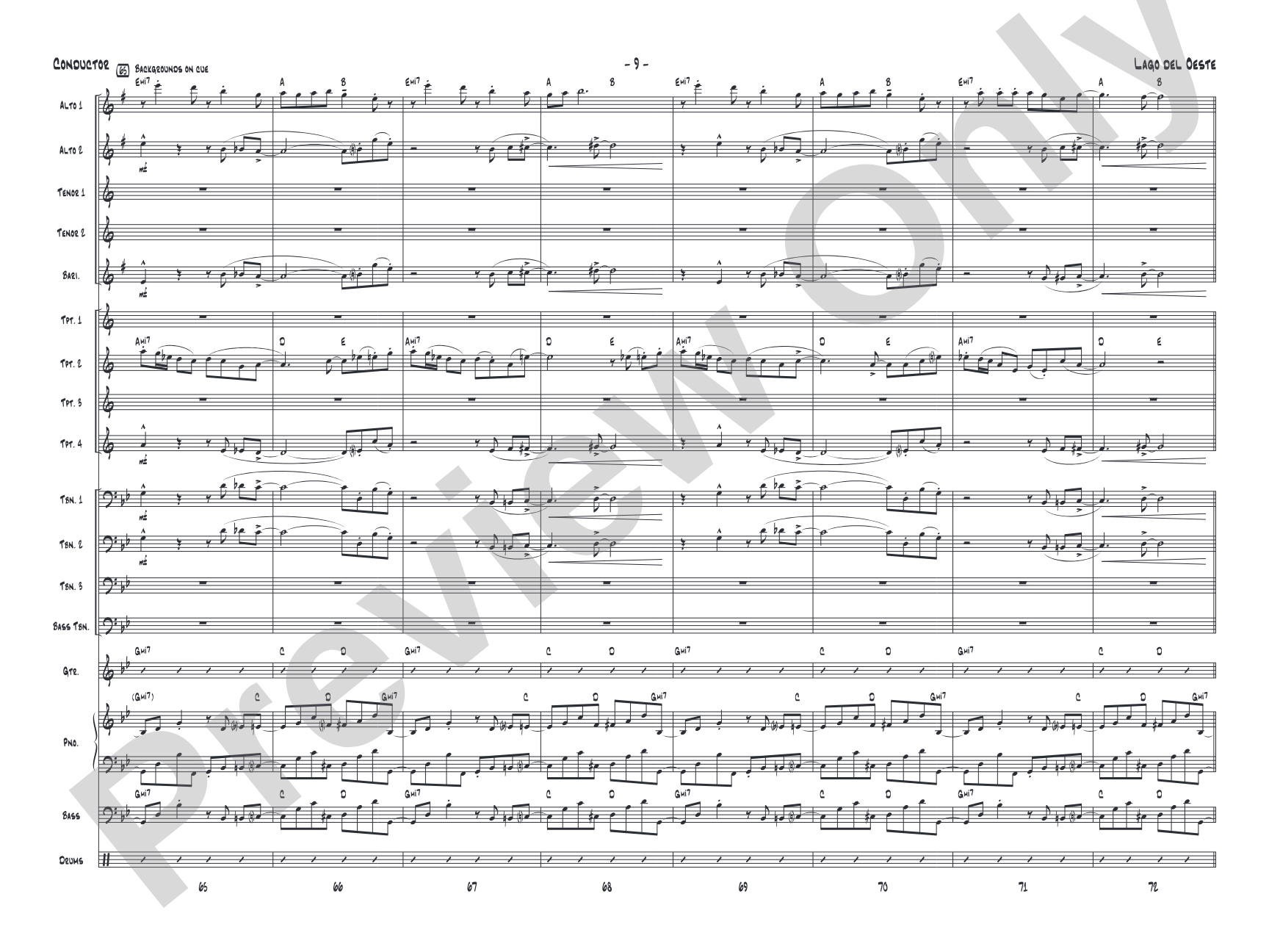 Lago del oeste: Jazz Ensemble Conductor Score & Parts