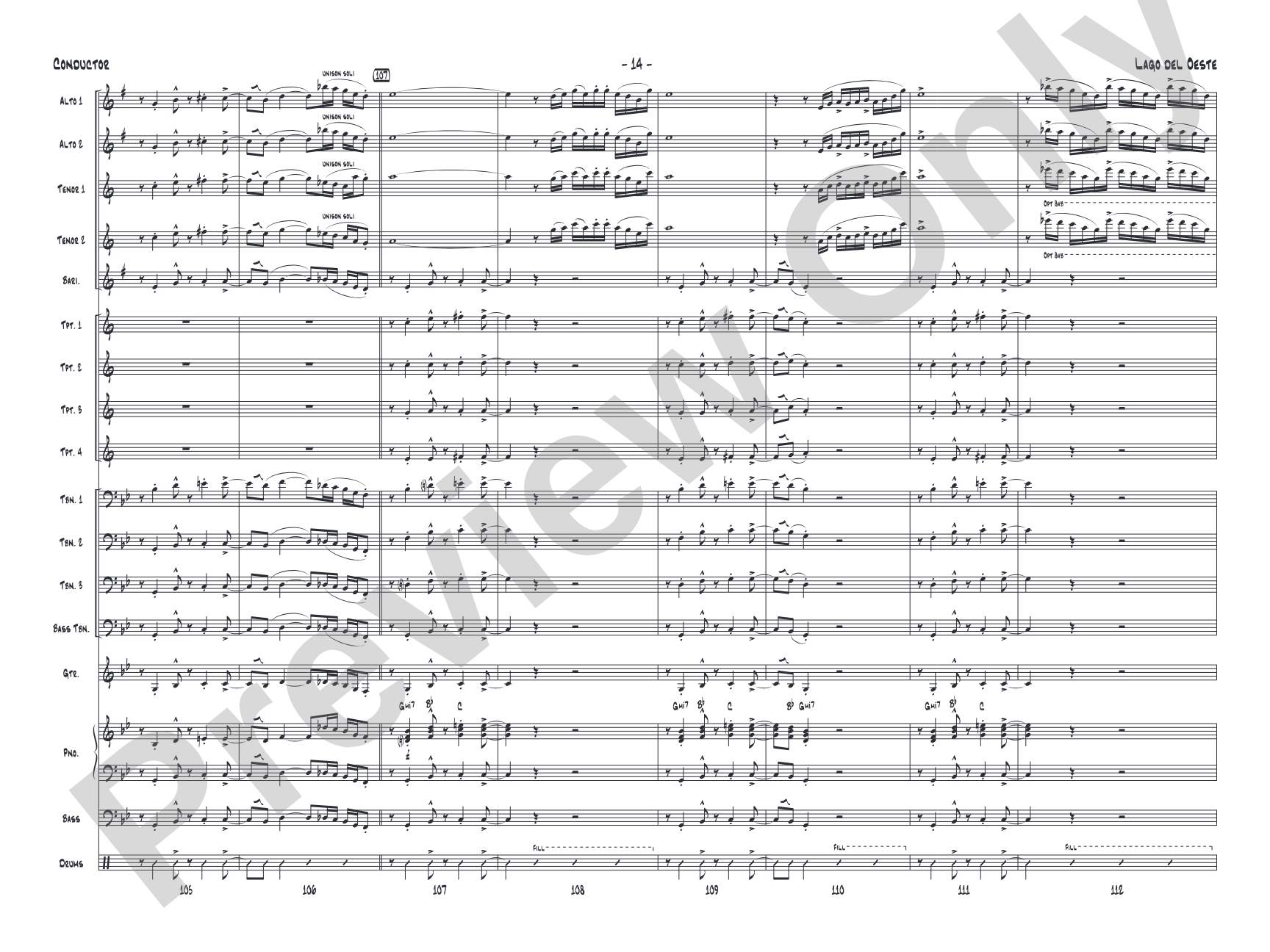 Lago del oeste: Jazz Ensemble Conductor Score & Parts