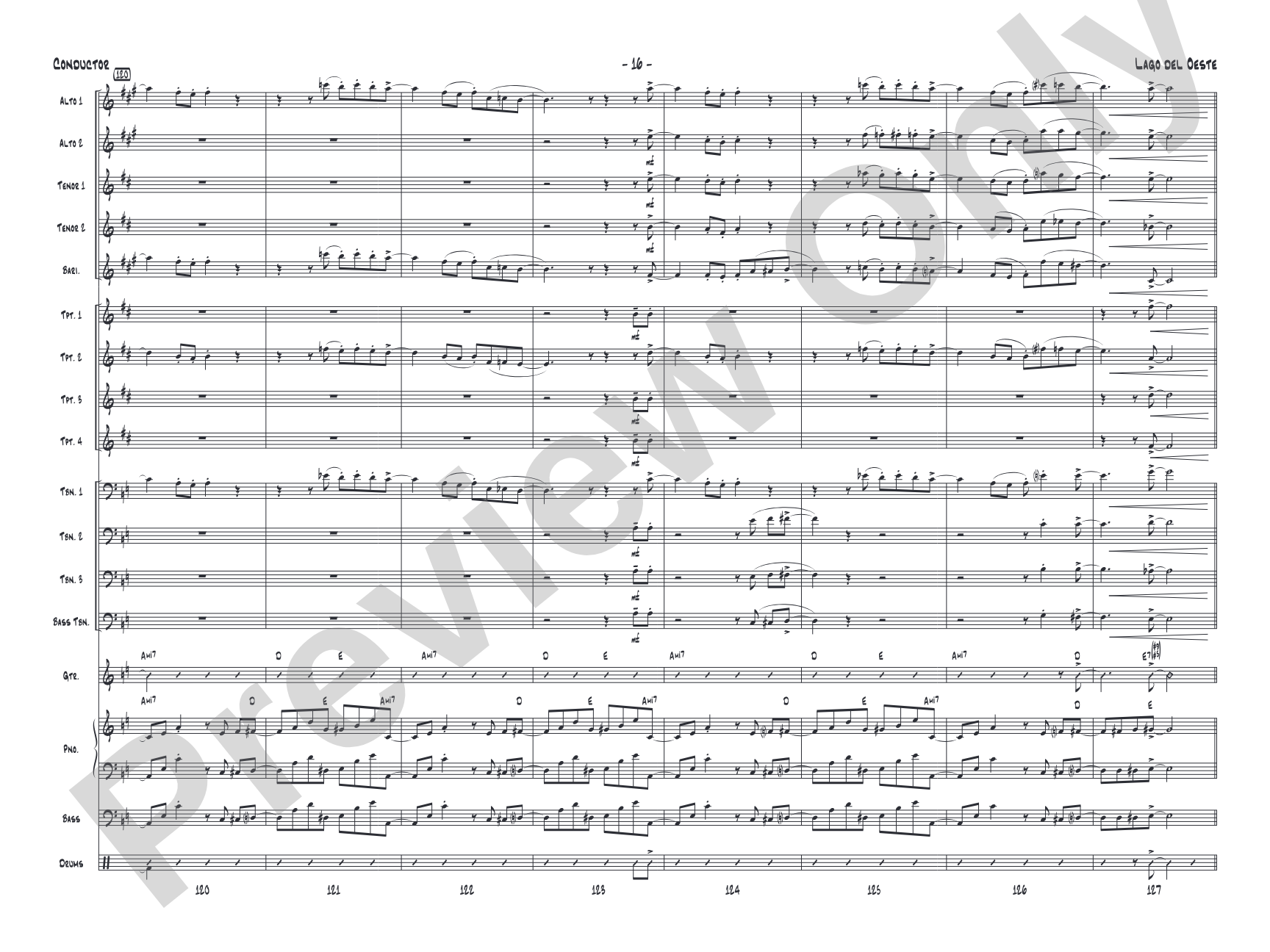 Lago del oeste: Jazz Ensemble Conductor Score & Parts