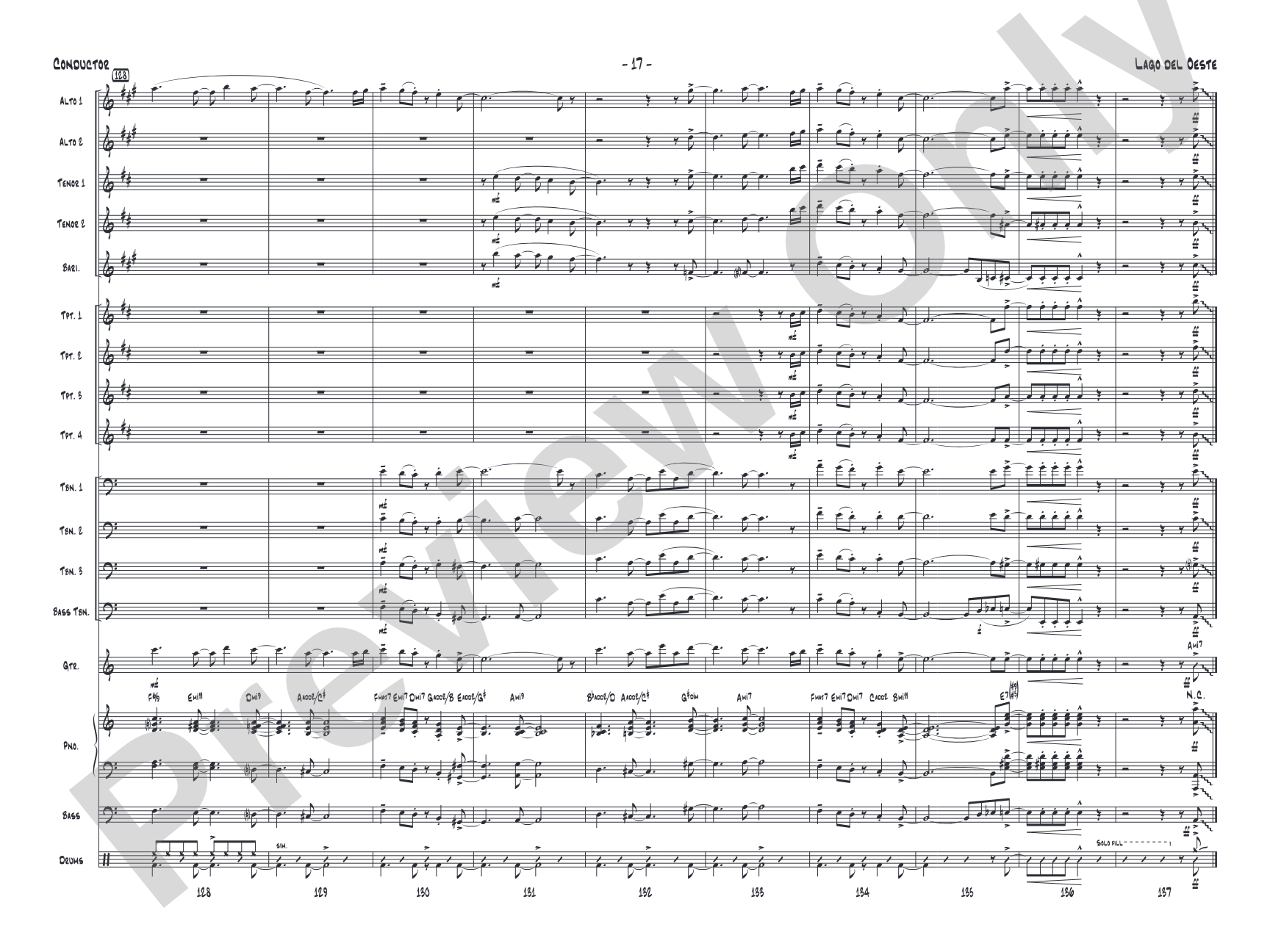 Lago del oeste: Jazz Ensemble Conductor Score & Parts