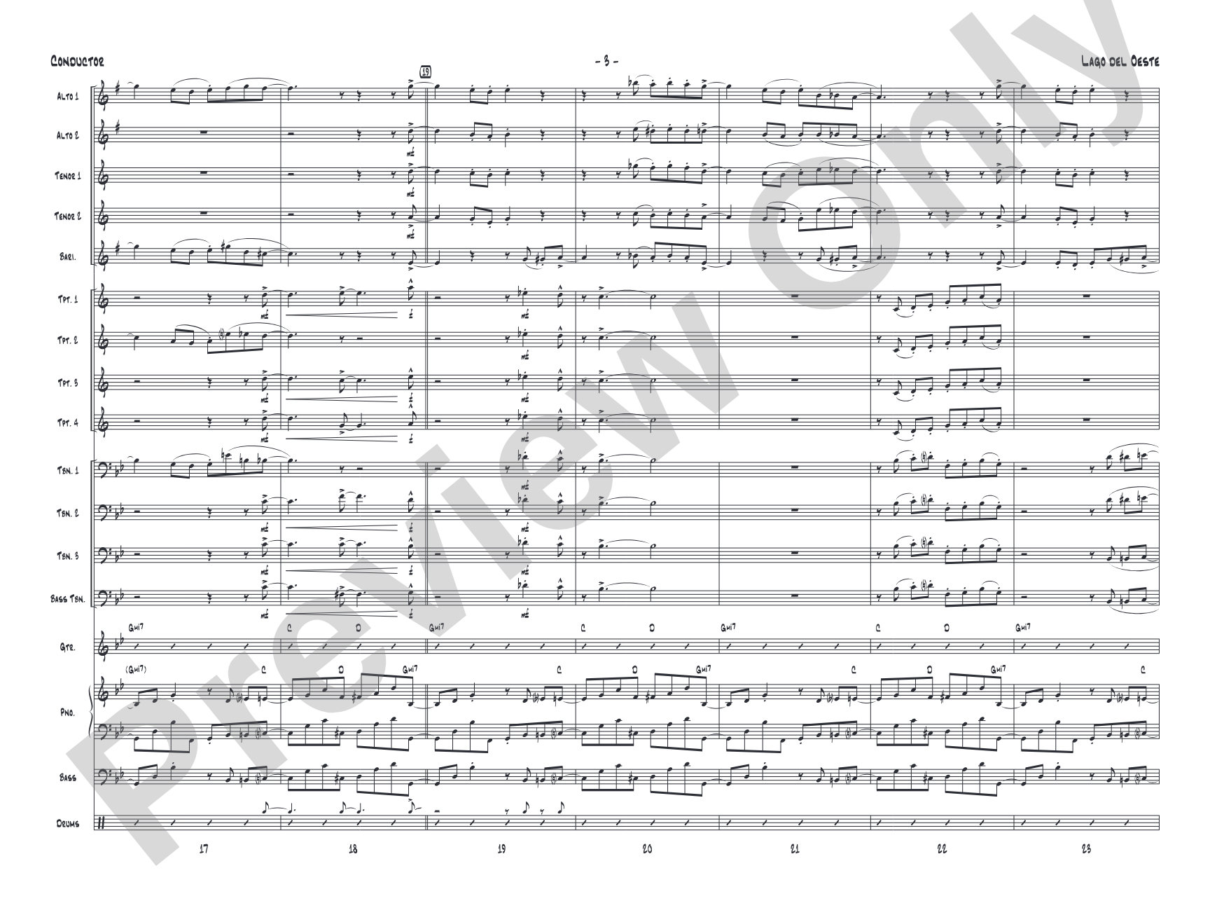 Lago del oeste: Jazz Ensemble Conductor Score & Parts