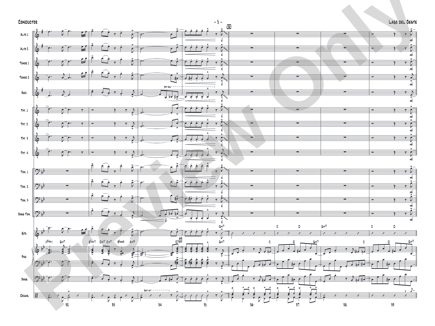 Lago del oeste: Jazz Ensemble Conductor Score & Parts