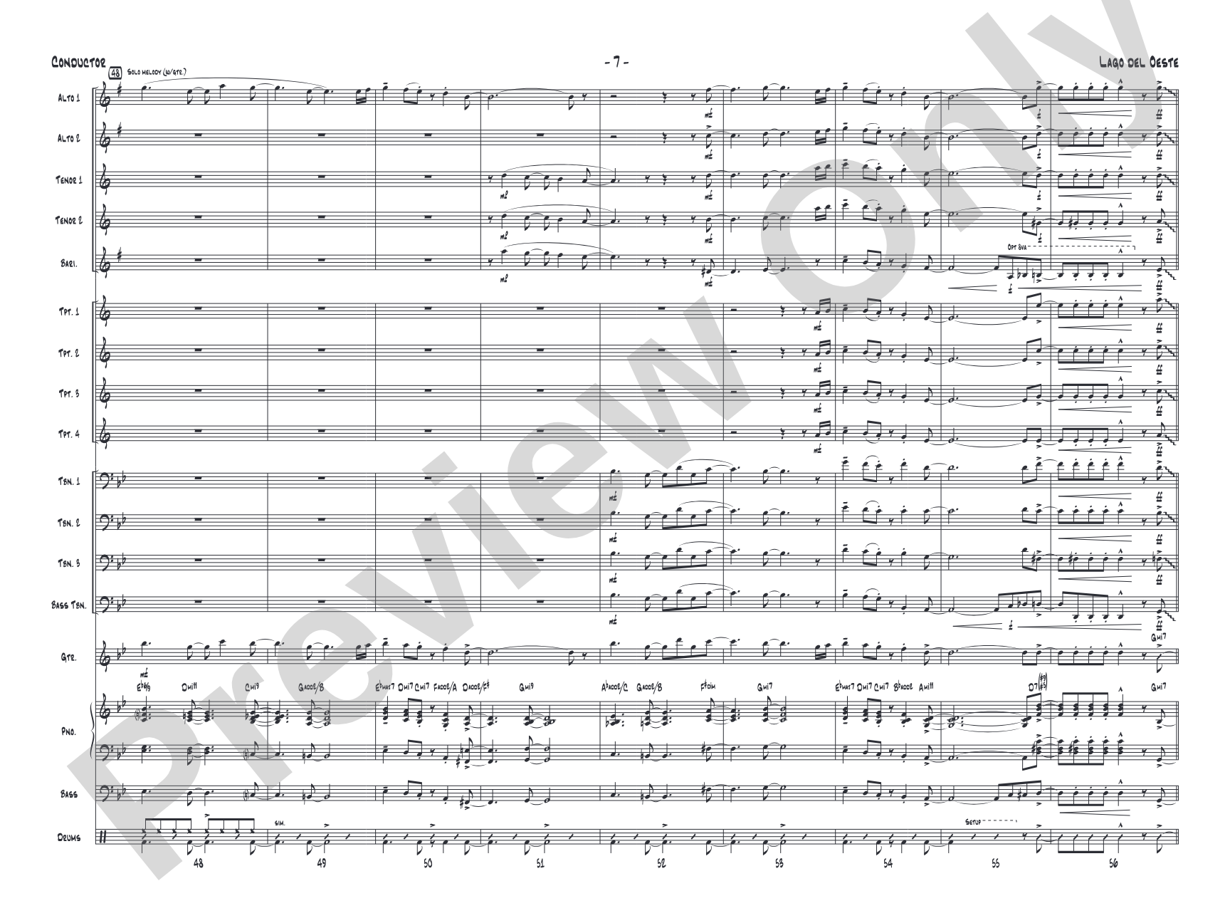 Lago del oeste: Jazz Ensemble Conductor Score & Parts