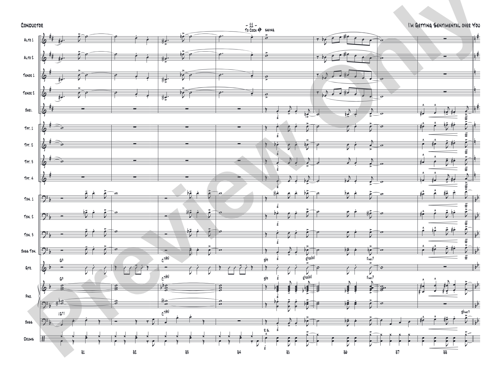 I'm Getting Sentimental over You: Score