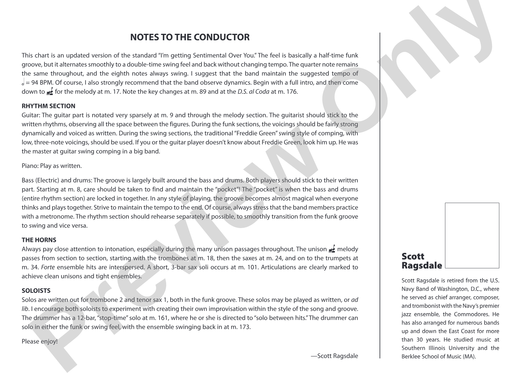 I'm Getting Sentimental over You: Score