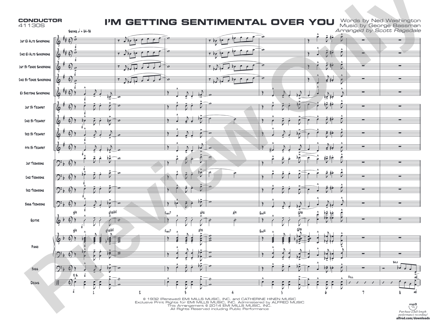 I'm Getting Sentimental over You: Score