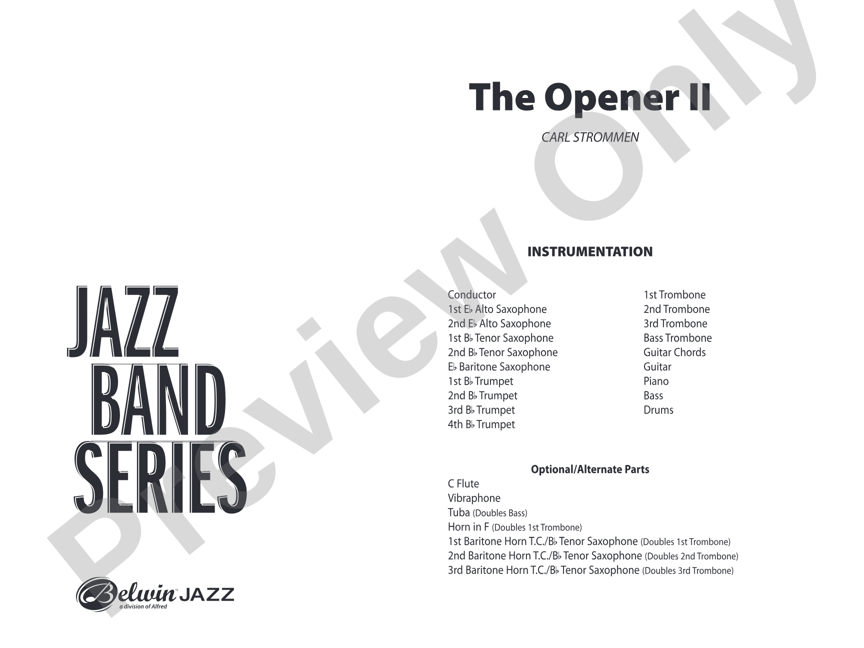 The Opener II: Jazz Ensemble Conductor Score & Parts