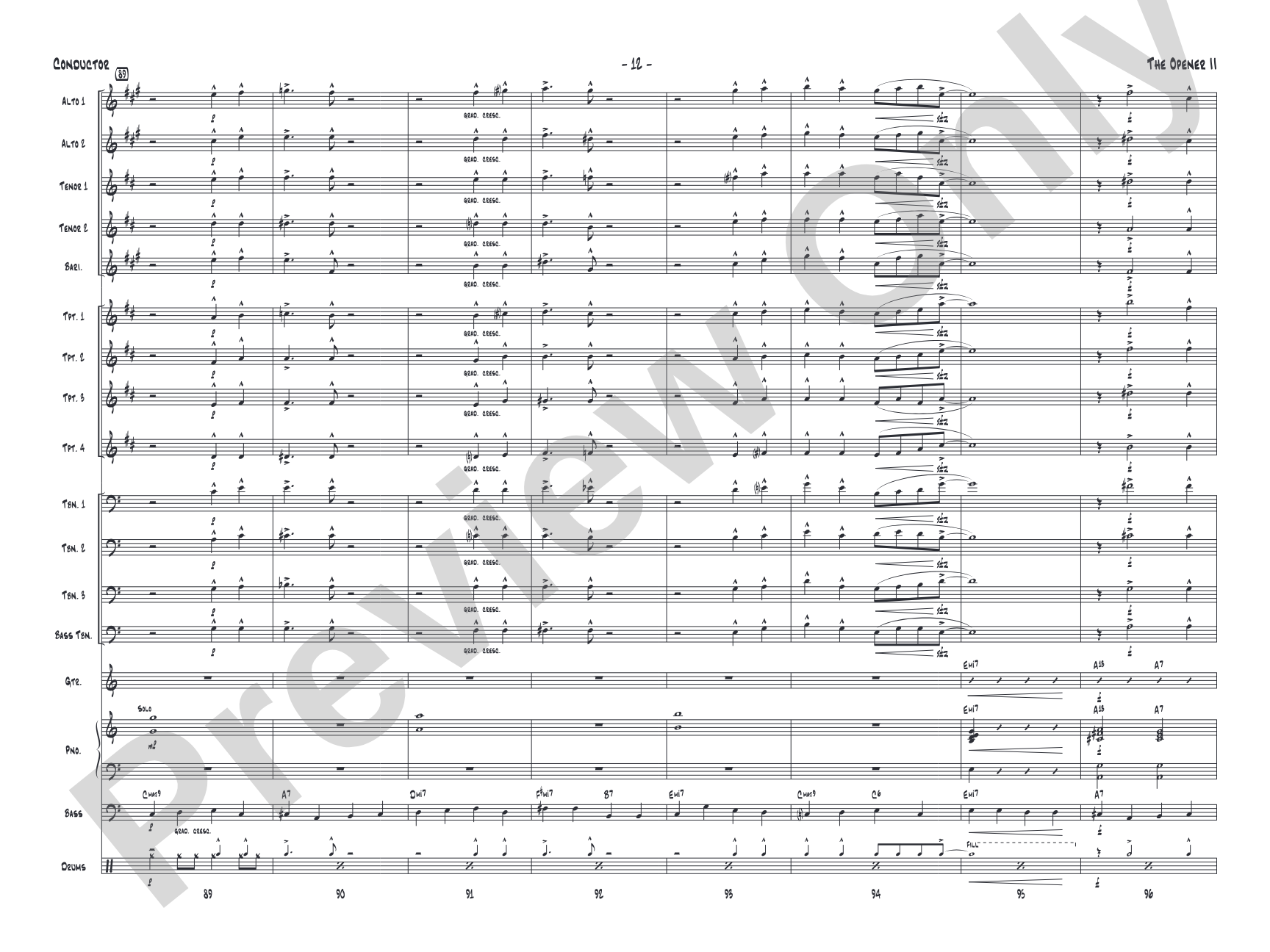 The Opener II: Jazz Ensemble Conductor Score & Parts