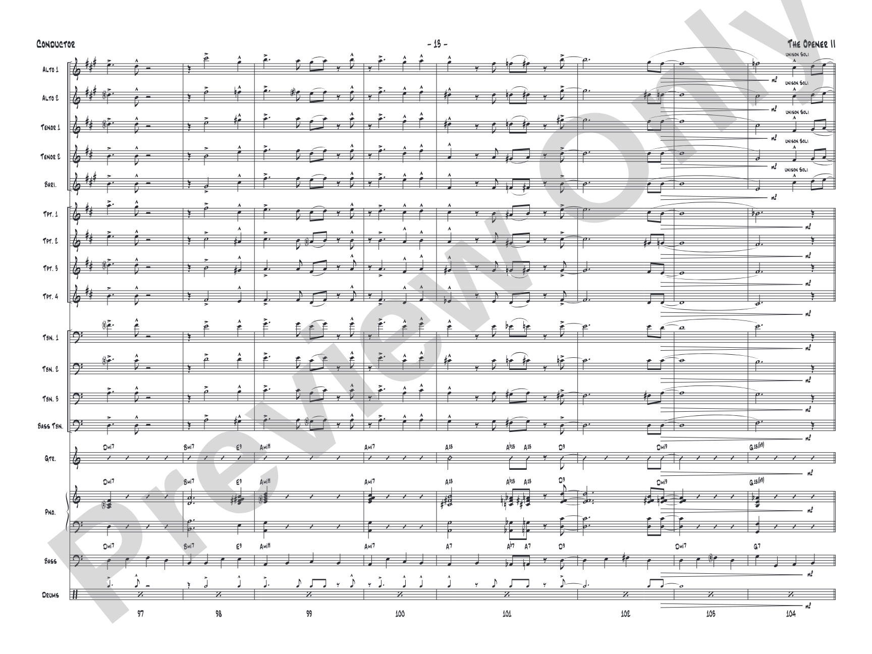 The Opener II: Jazz Ensemble Conductor Score & Parts