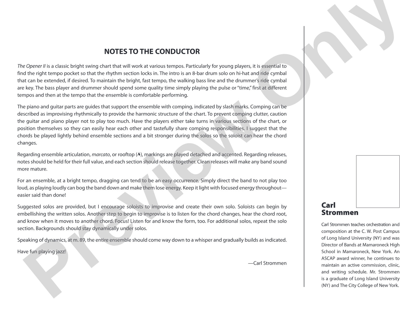The Opener II: Jazz Ensemble Conductor Score & Parts