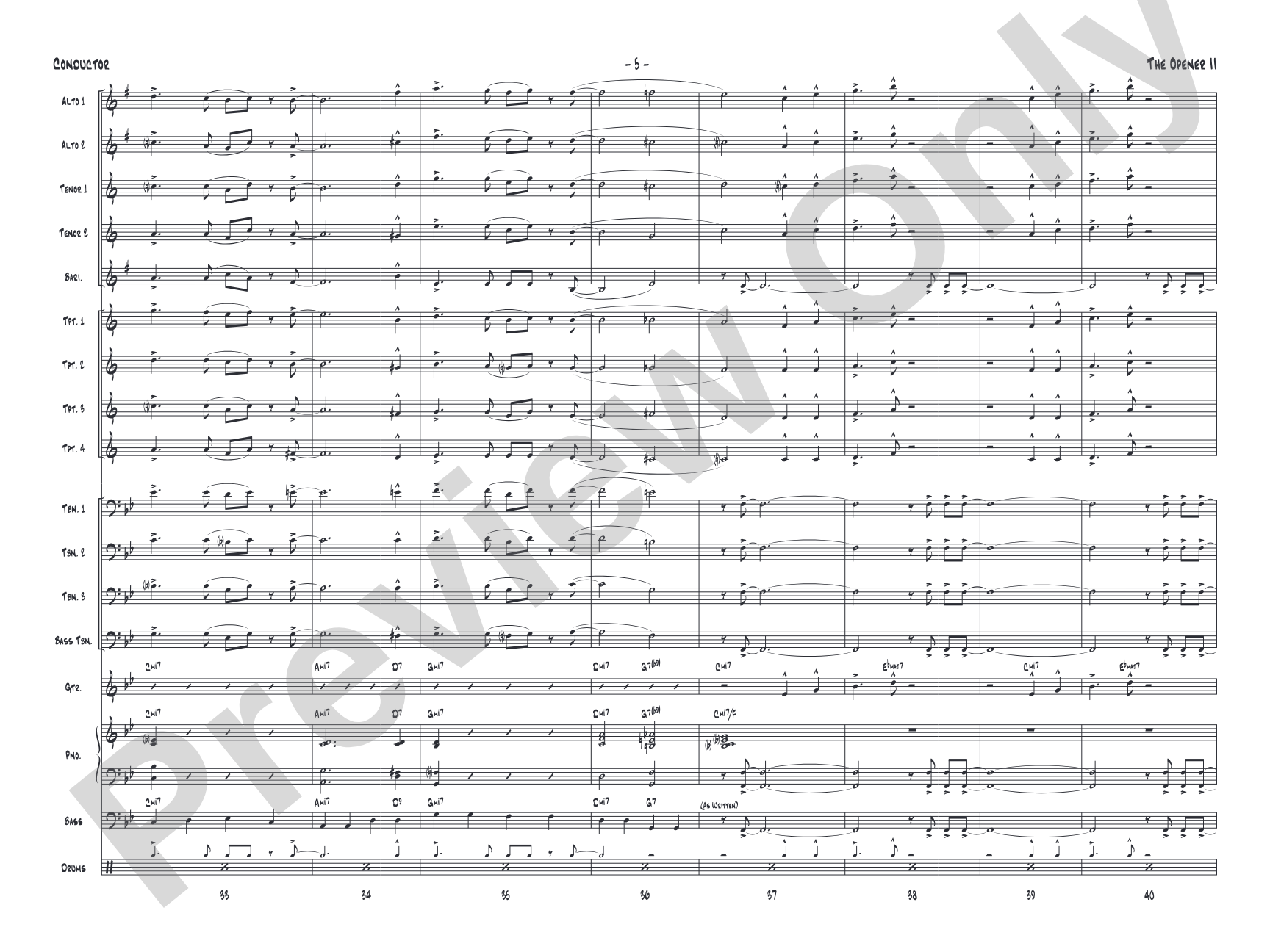 The Opener II: Jazz Ensemble Conductor Score & Parts