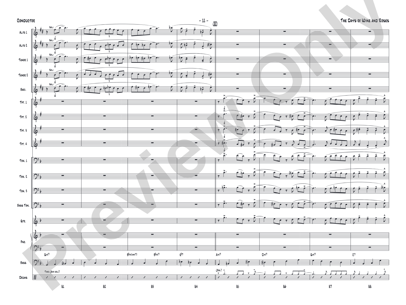The Days of Wine and Roses: Jazz Ensemble Conductor Score & Parts