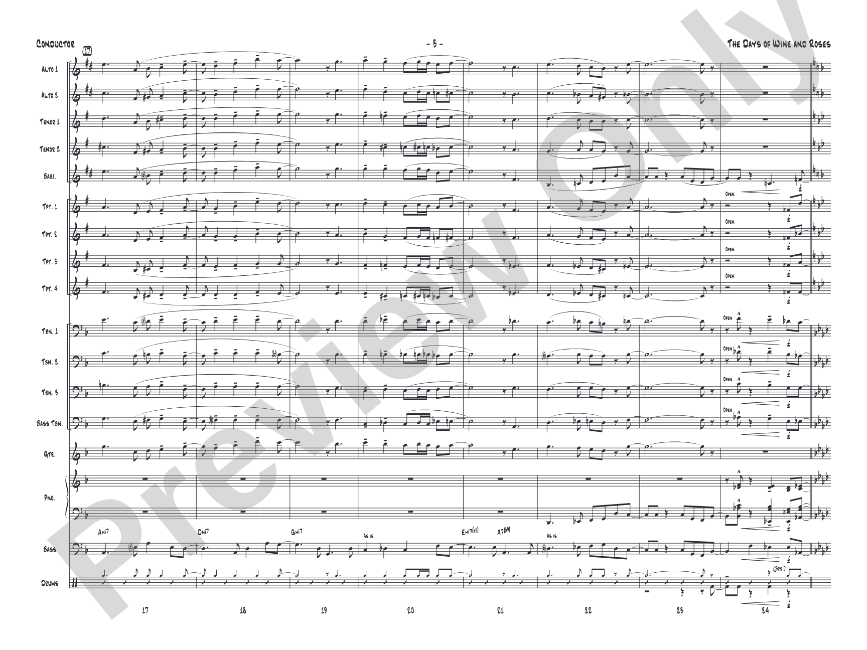 The Days of Wine and Roses: Jazz Ensemble Conductor Score & Parts