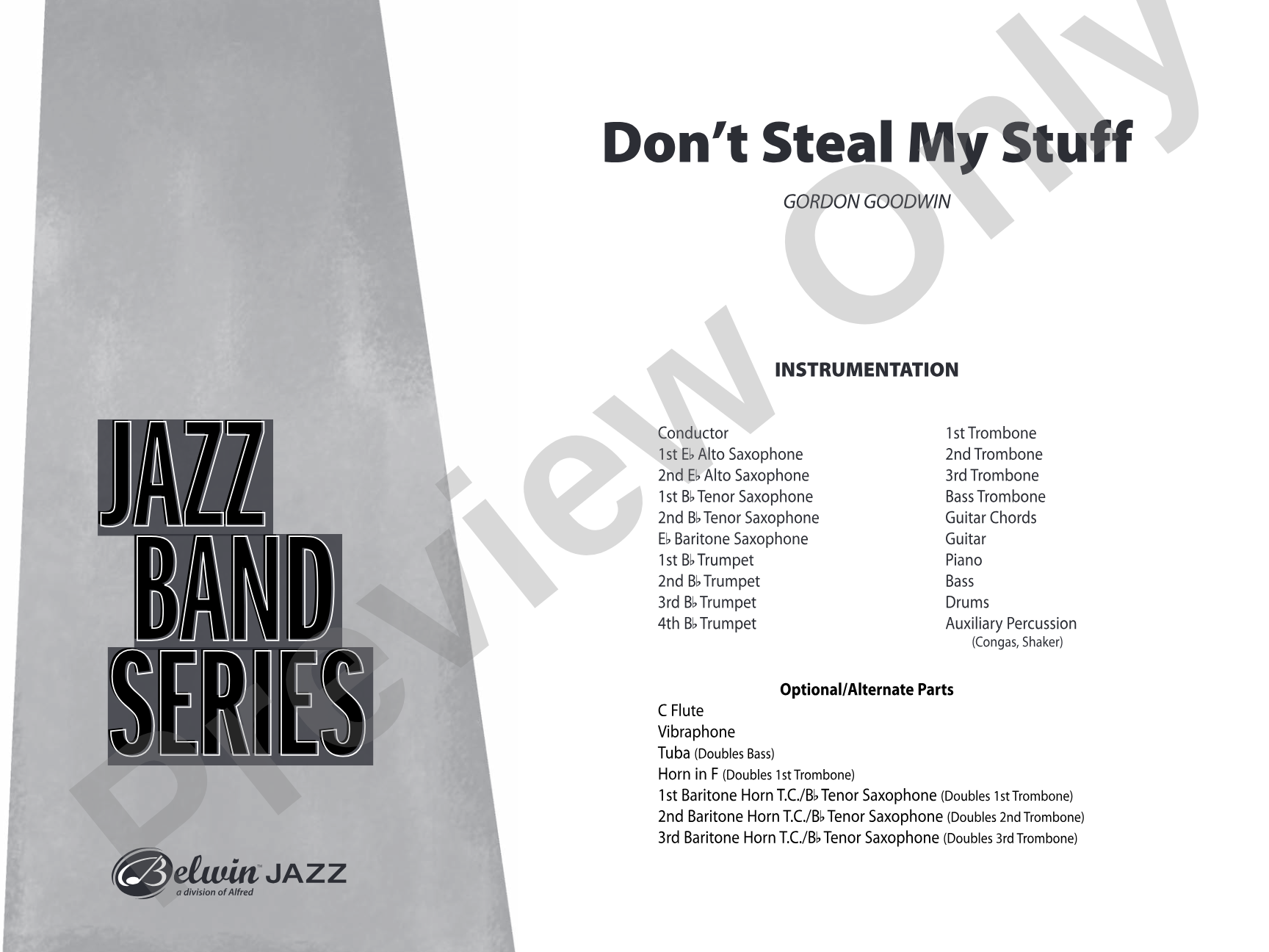 Don't Steal My Stuff: Jazz Ensemble Conductor Score & Parts