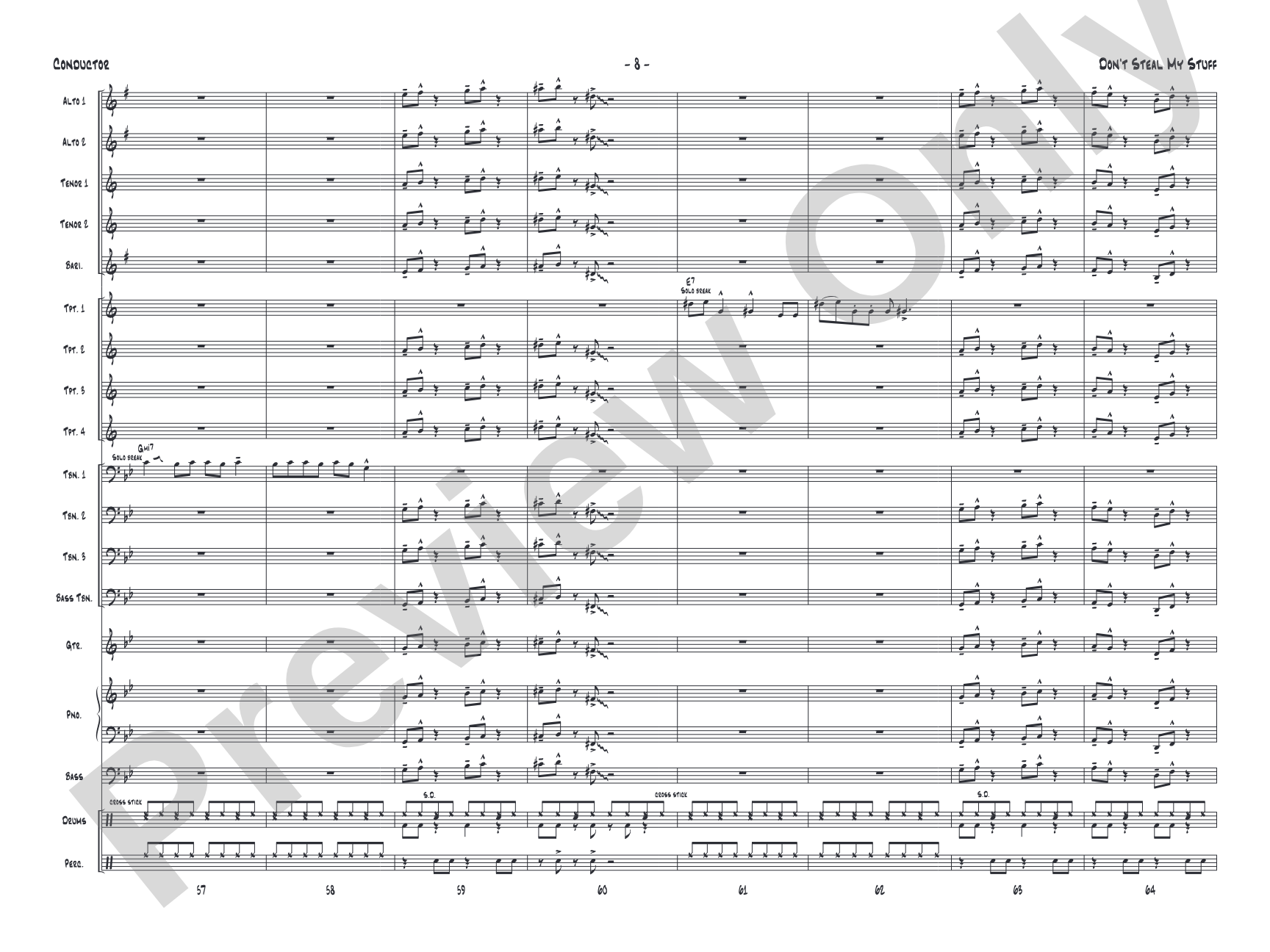 Don't Steal My Stuff: Jazz Ensemble Conductor Score & Parts