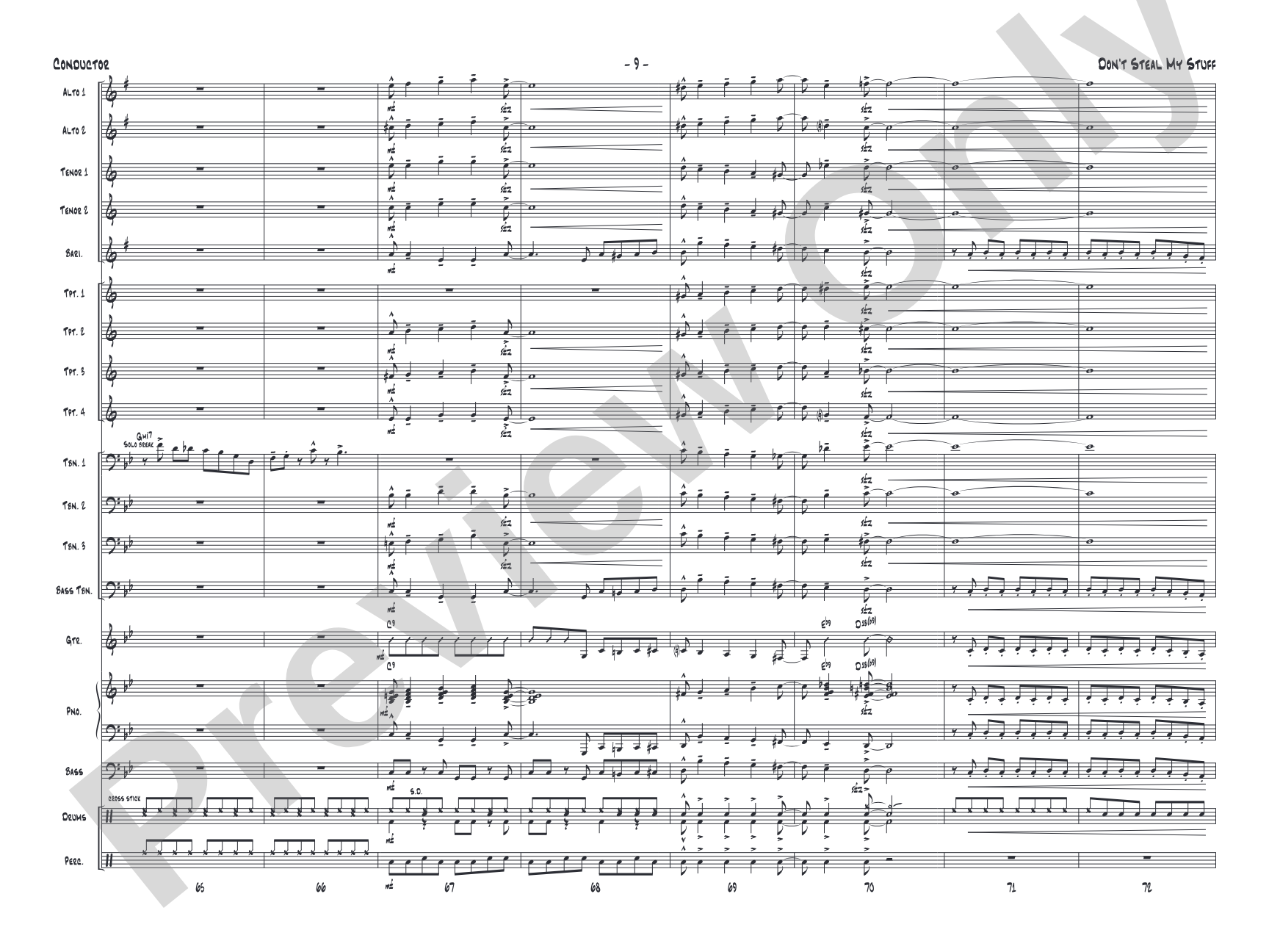 Don't Steal My Stuff: Jazz Ensemble Conductor Score & Parts