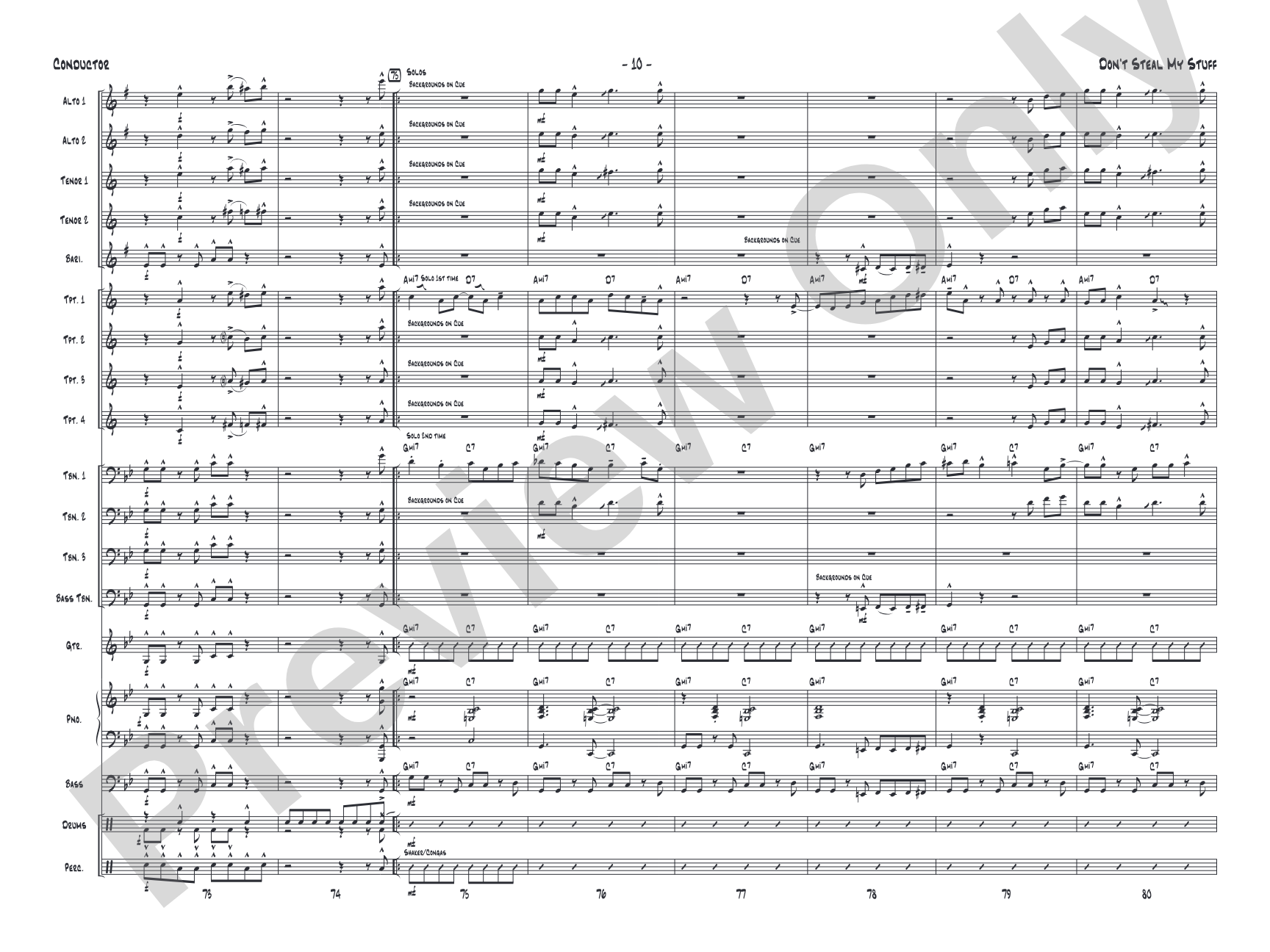 Don't Steal My Stuff: Jazz Ensemble Conductor Score & Parts