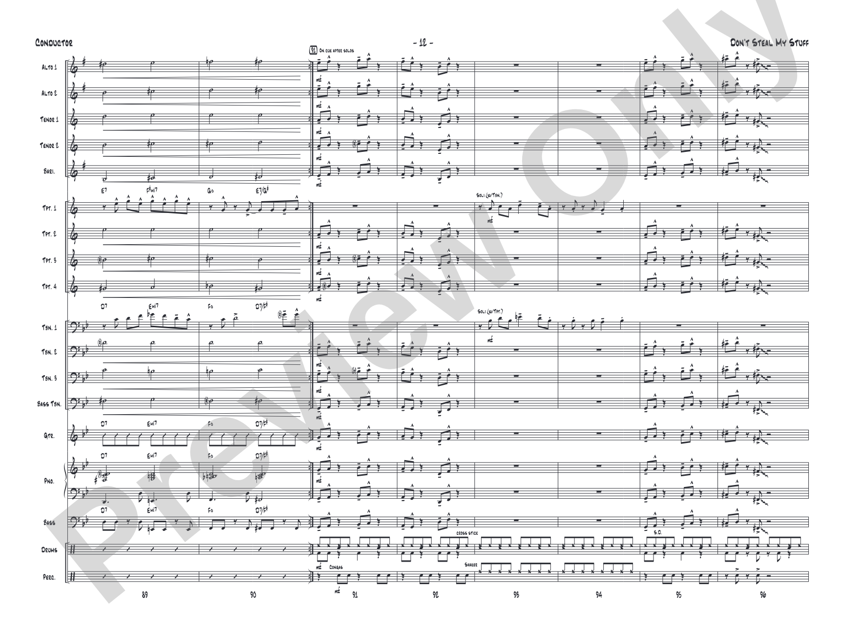 Don't Steal My Stuff: Jazz Ensemble Conductor Score & Parts