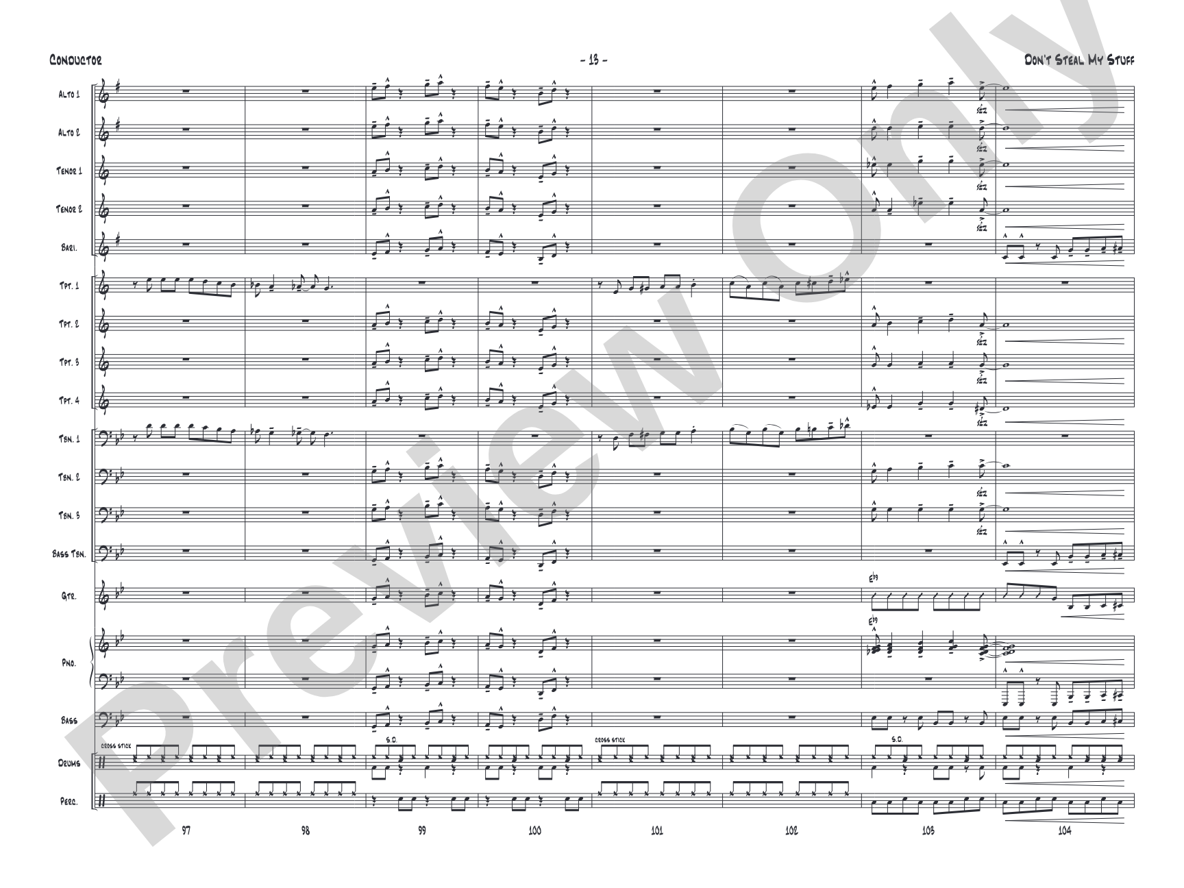 Don't Steal My Stuff: Jazz Ensemble Conductor Score & Parts